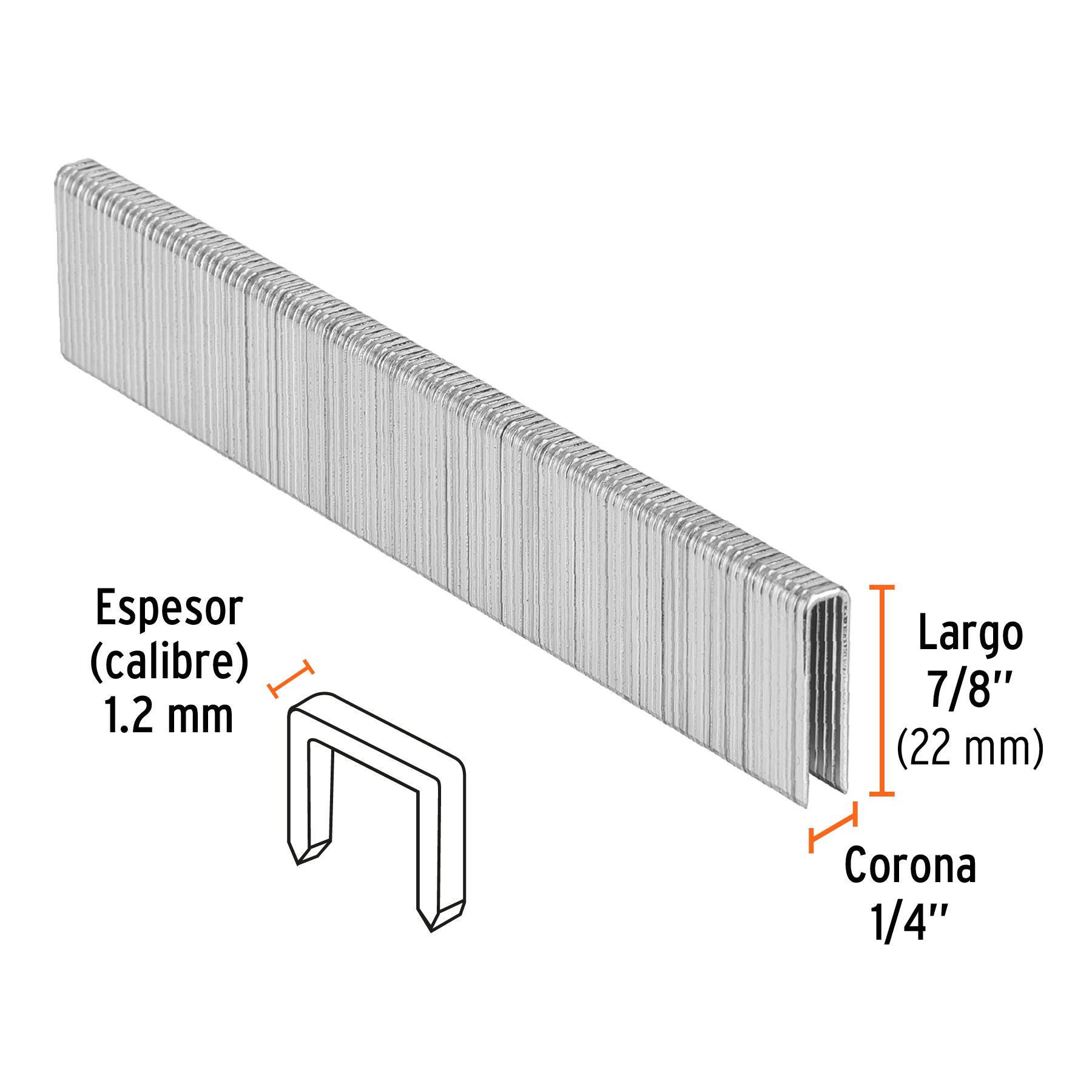 Caja con 5000 grapas corona 1/4" calibre 18, 22mm p/ENNE-120