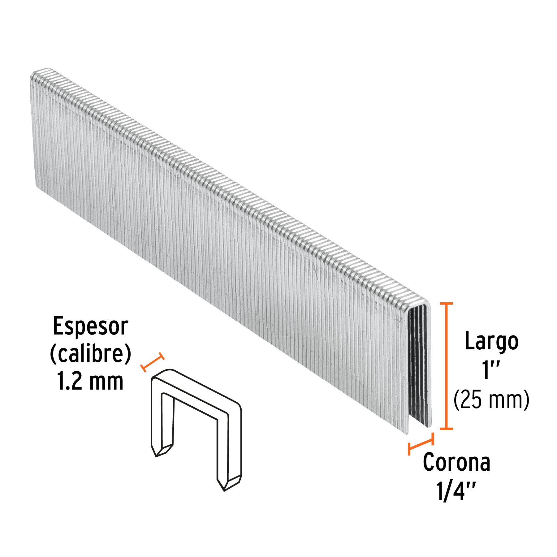 Caja con 5000 grapas corona 1/4" calibre 18, 25mm p/ENNE-120