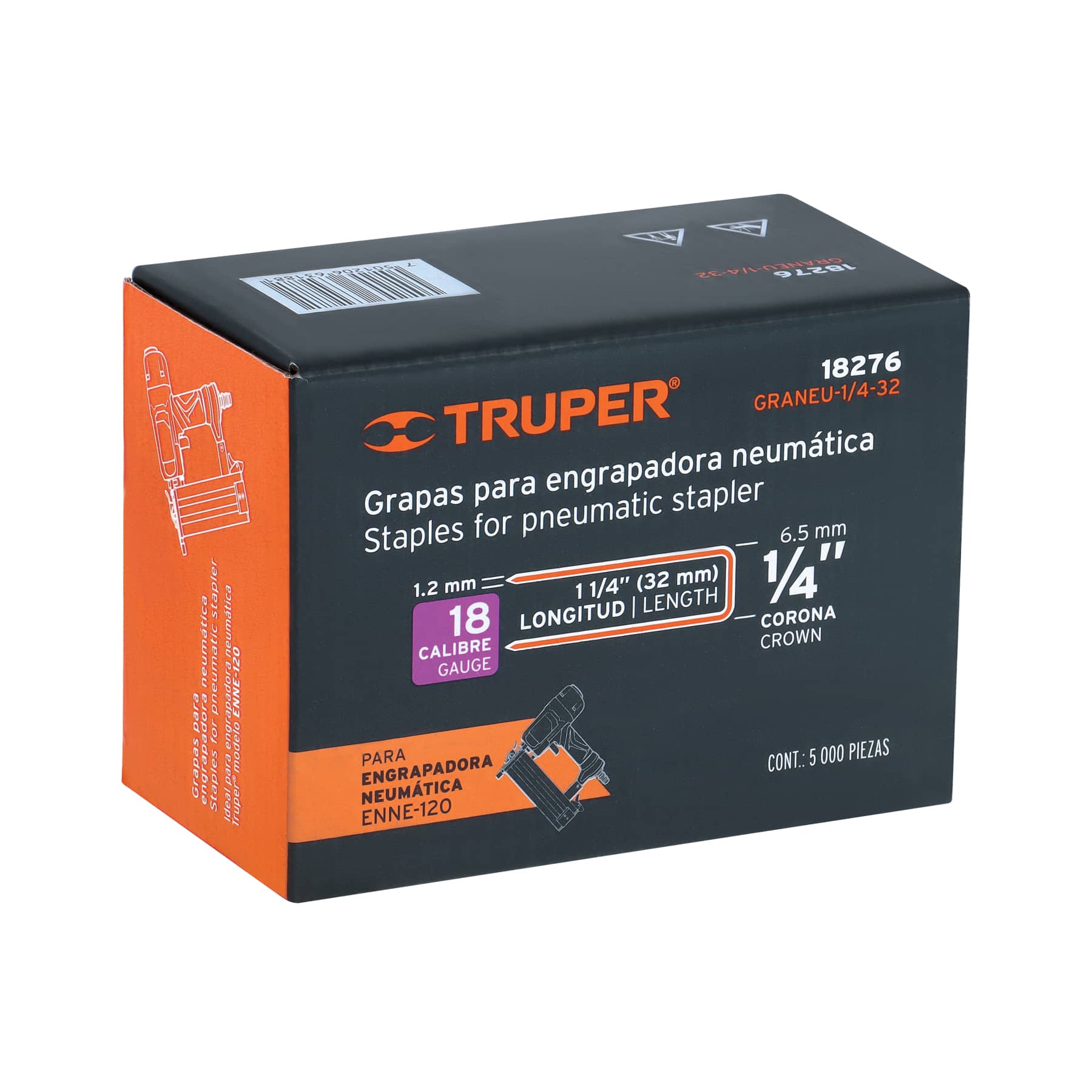 Caja con 5000 grapas corona 1/4" calibre 18, 32mm p/ENNE-120