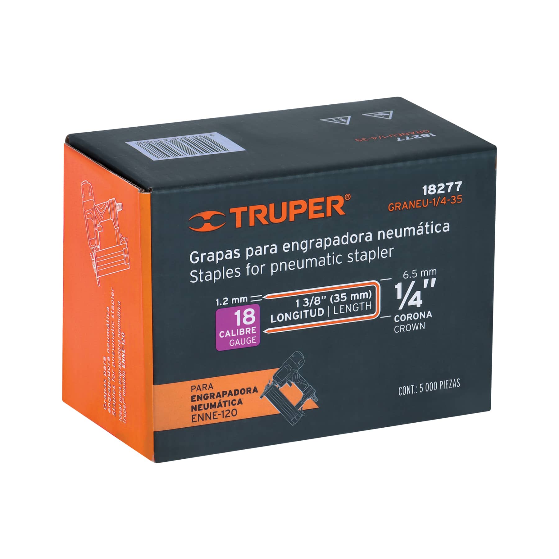 Caja con 5000 grapas corona 1/4" calibre 18, 35mm p/ENNE-120