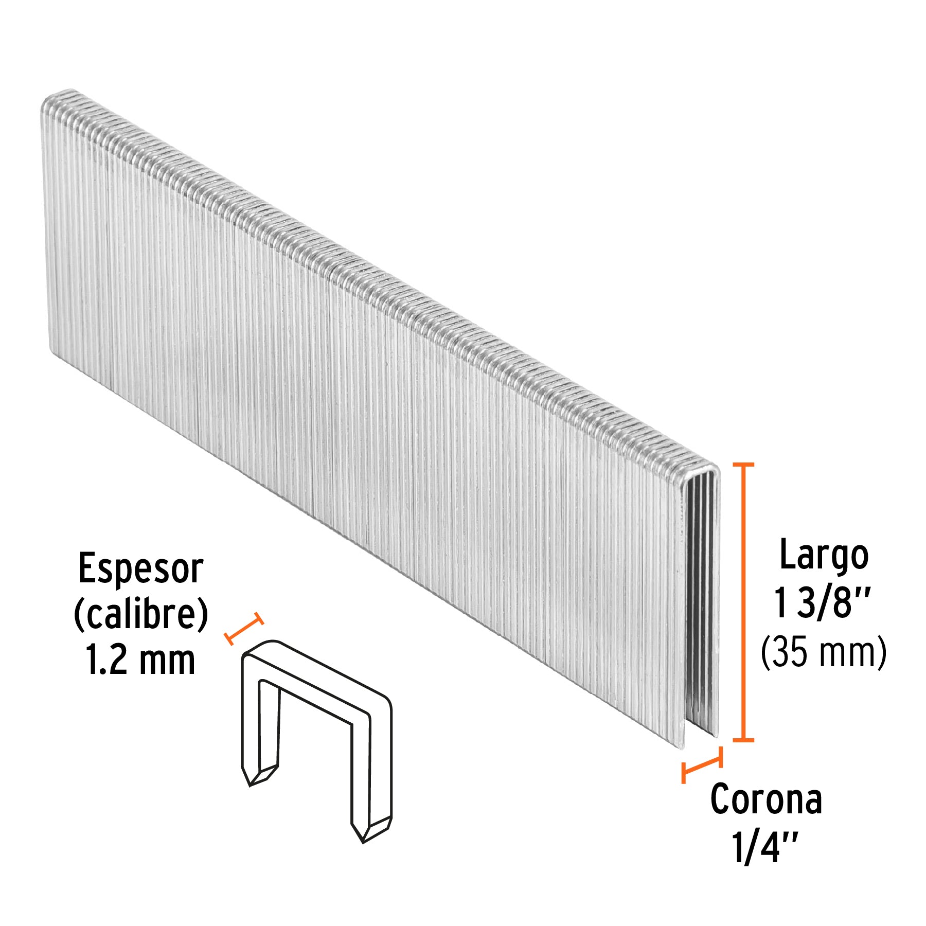 Caja con 5000 grapas corona 1/4" calibre 18, 35mm p/ENNE-120