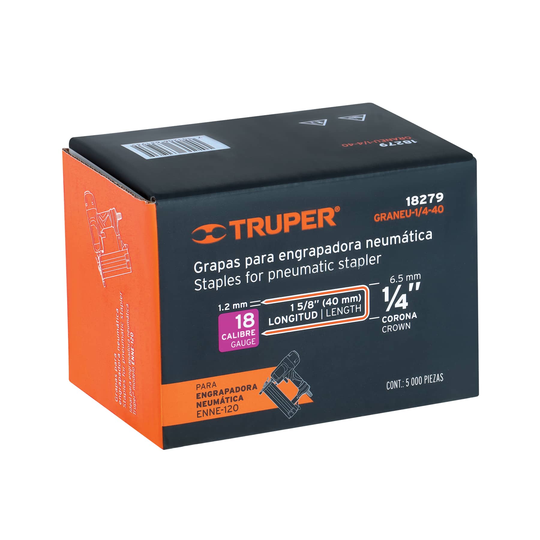 Caja con 5000 grapas corona 1/4" calibre 18, 40mm p/ENNE-120