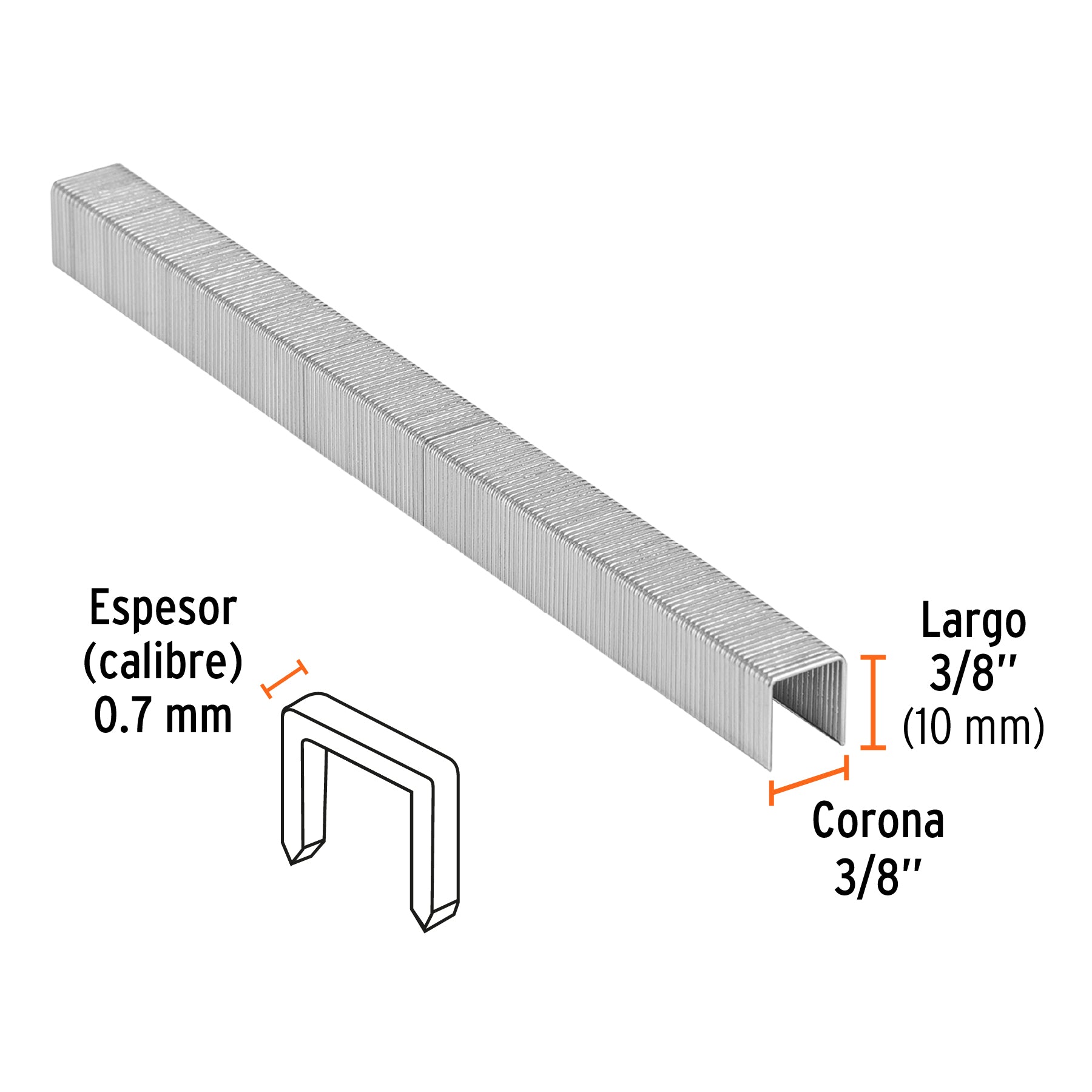 Caja con 5000 grapas corona 3/8" calibre 22, 10mm p/ENNE-70