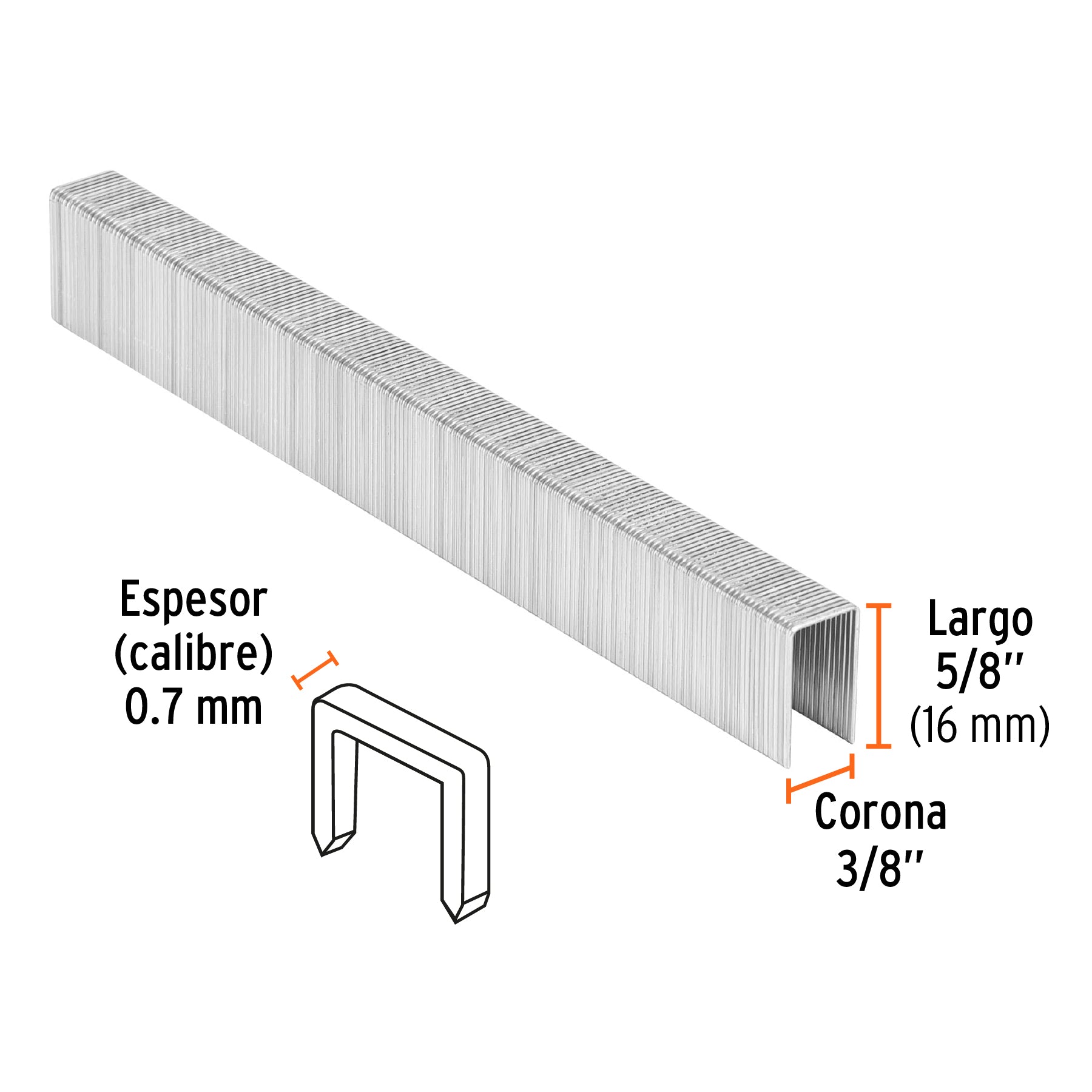 Caja con 5000 grapas corona 3/8" calibre 22, 16mm p/ENNE-70