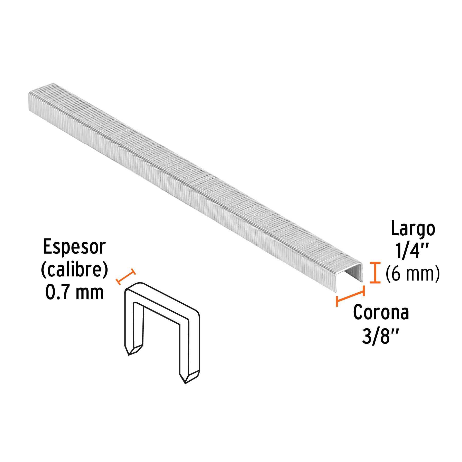 Caja con 5000 grapas corona 3/8" calibre 22, 6mm p/ENNE-70