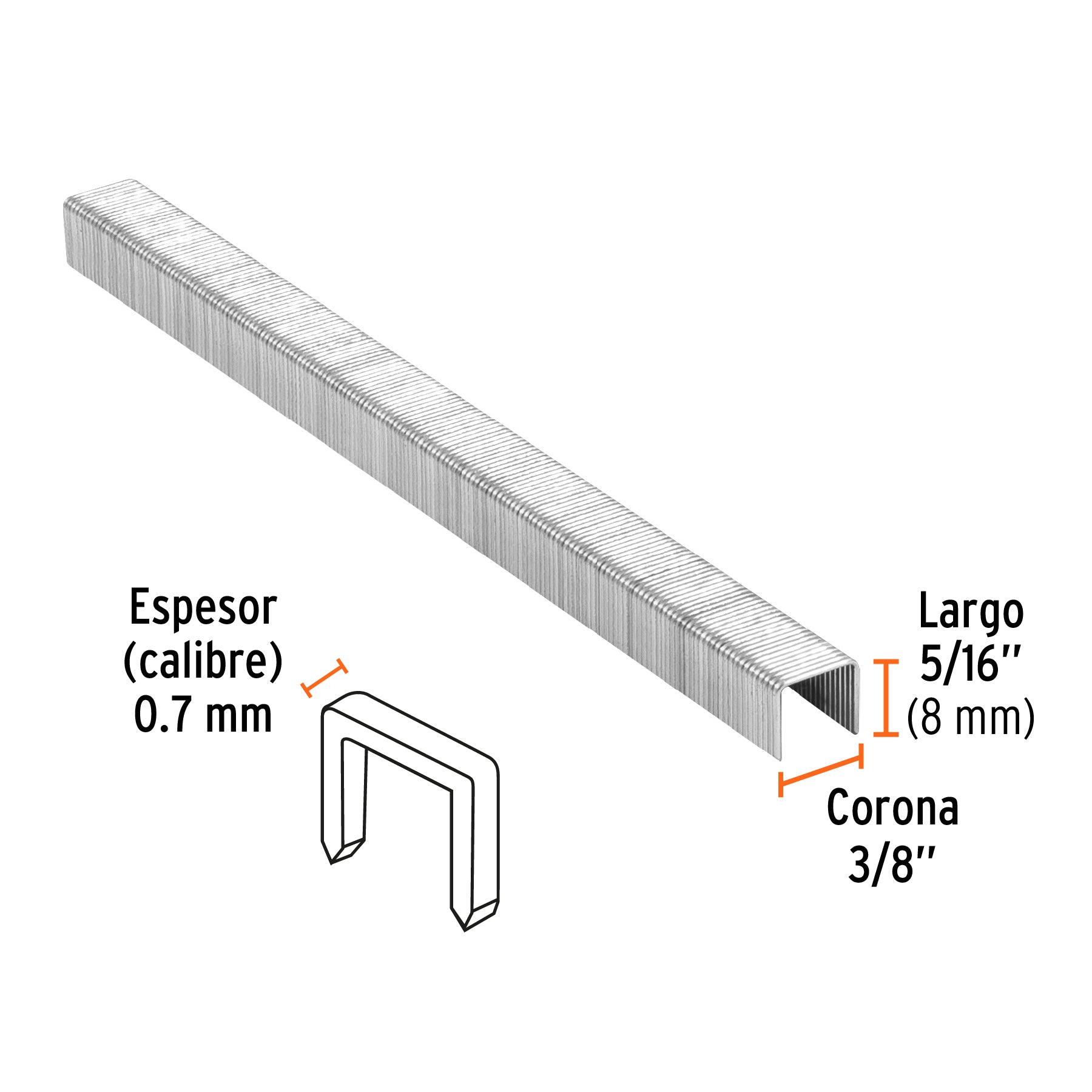 Caja con 5000 grapas corona 3/8" calibre 22, 8mm p/ENNE-70