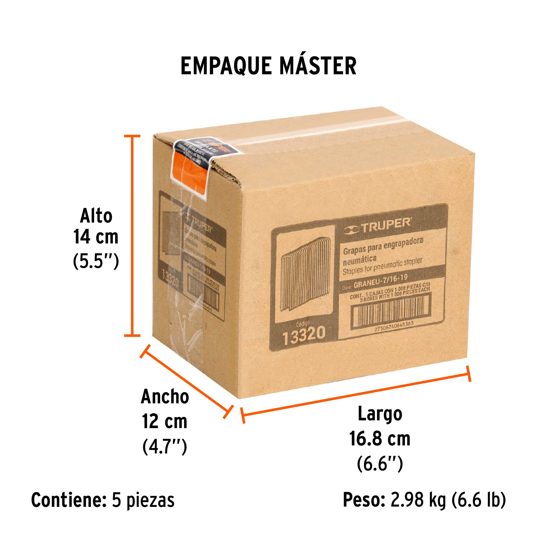 Caja con 1000 grapas corona 7/16" cal. 16, 19mm p/ENNE-160 - Empaque