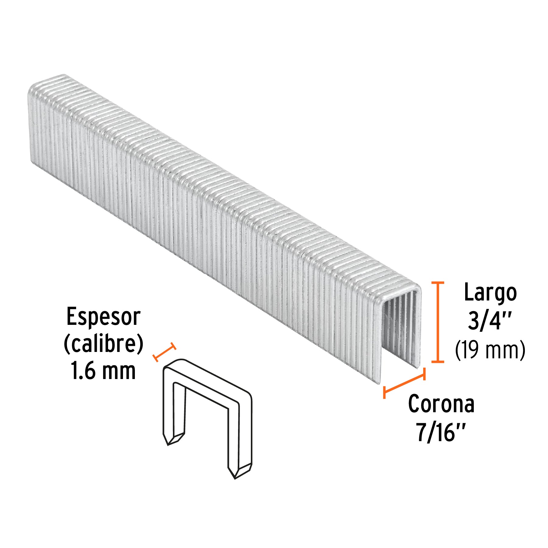 Caja con 1000 grapas corona 7/16" cal. 16, 19mm p/ENNE-160