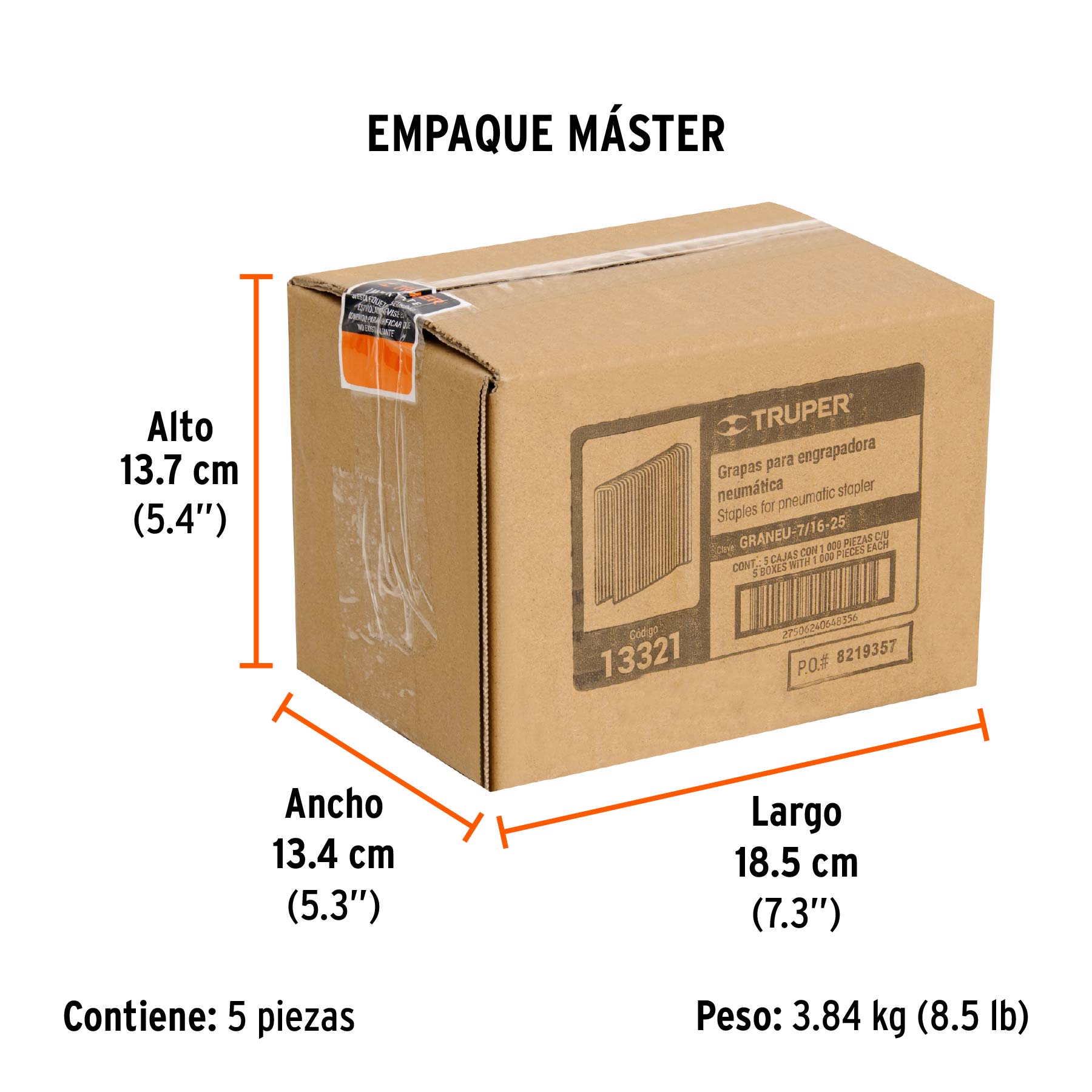 Caja con 1000 grapas corona 7/16" cal. 16, 25mm p/ENNE-160 - Empaque