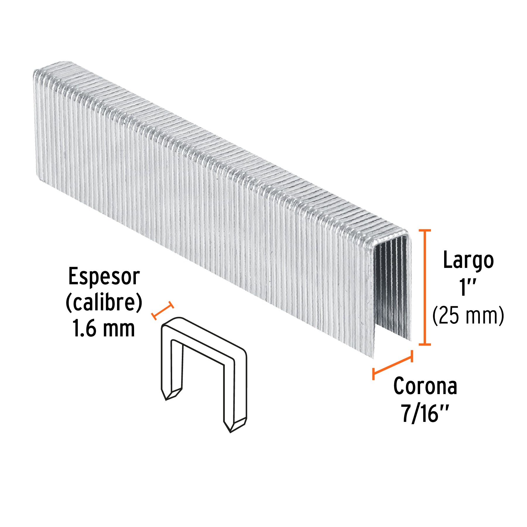 Caja con 1000 grapas corona 7/16" cal. 16, 25mm p/ENNE-160
