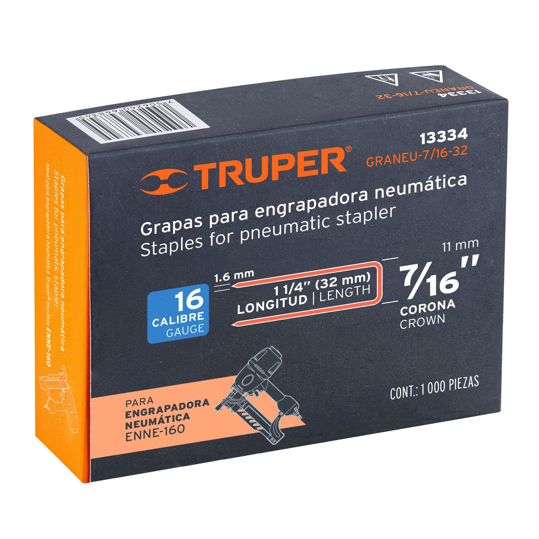 Caja con 1000 grapas corona 7/16" cal. 16, 32mm p/ENNE-160