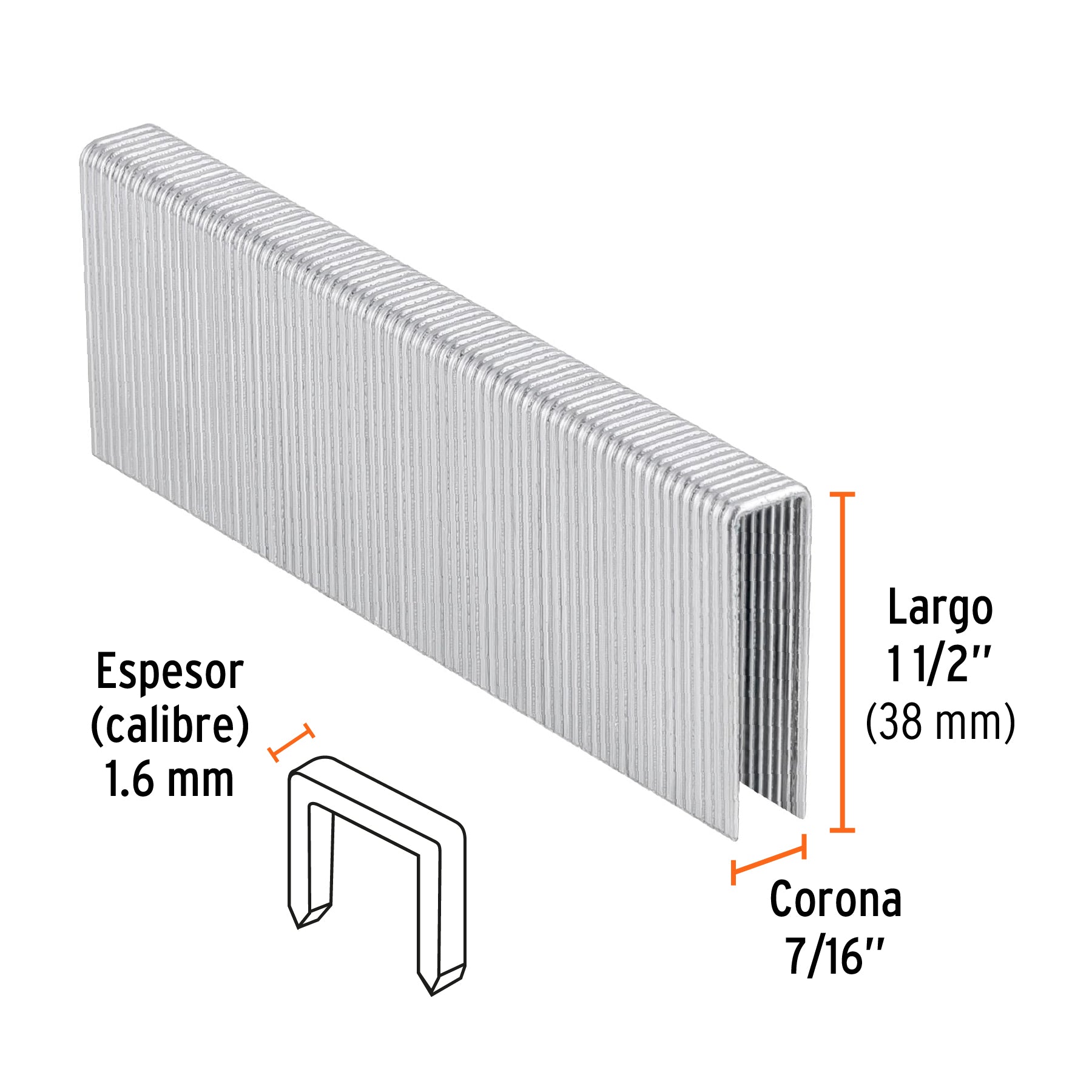 Caja con 1000 grapas corona 7/16" cal. 16, 38mm p/ENNE-160