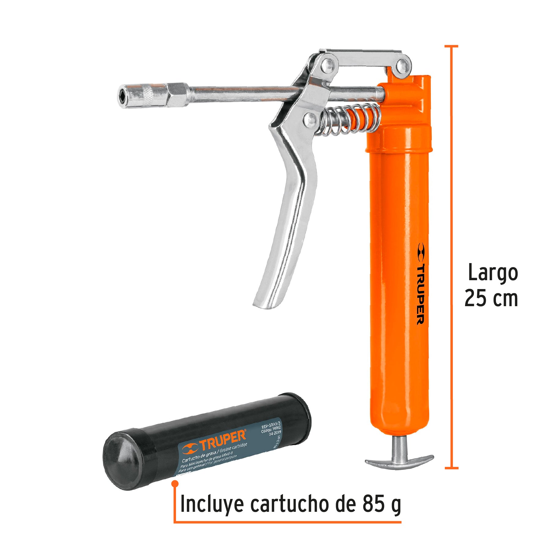 Mini inyector de grasa 3 oz, 3000 PSI, TRUPER