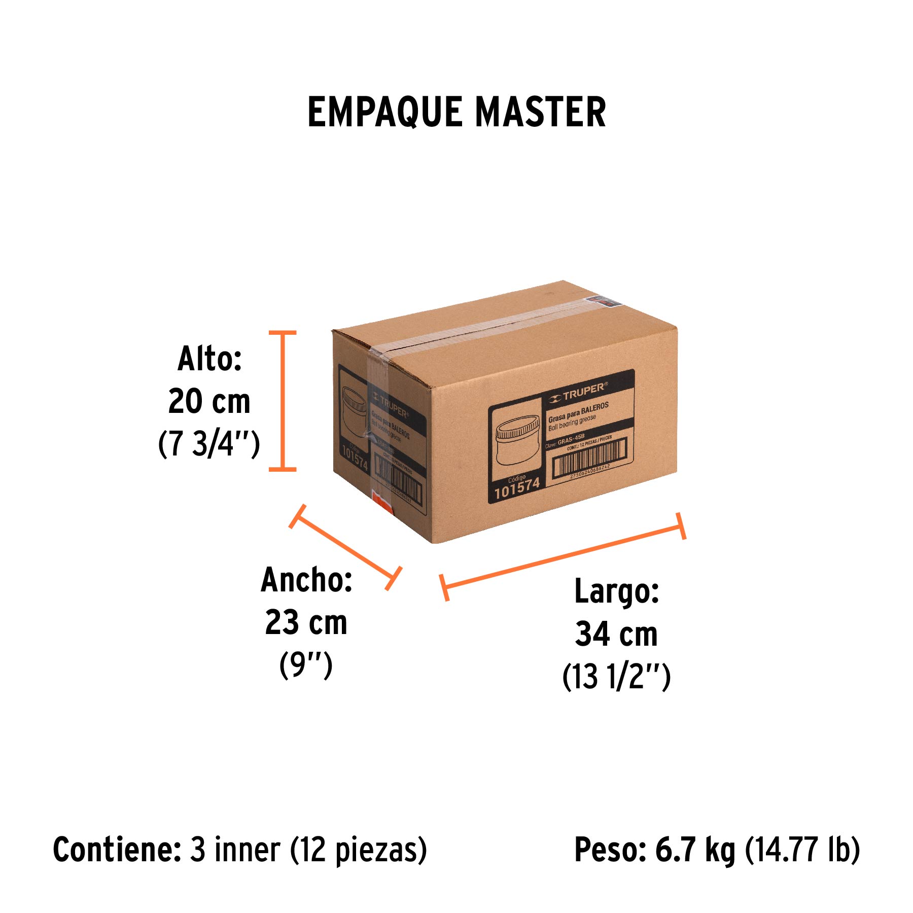 Grasa automotriz, base bentona, 450 g, TRUPER - Empaque