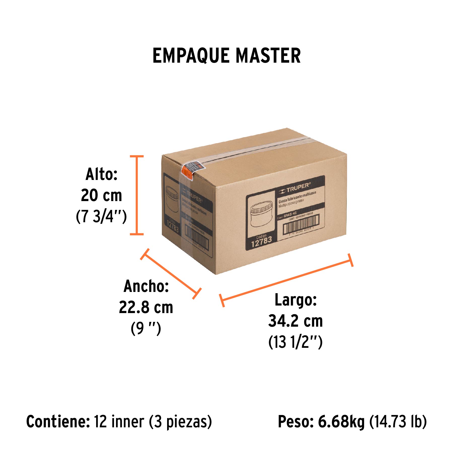 Grasa lubricante multiusos, base litio, 450 g, TRUPER - Empaque