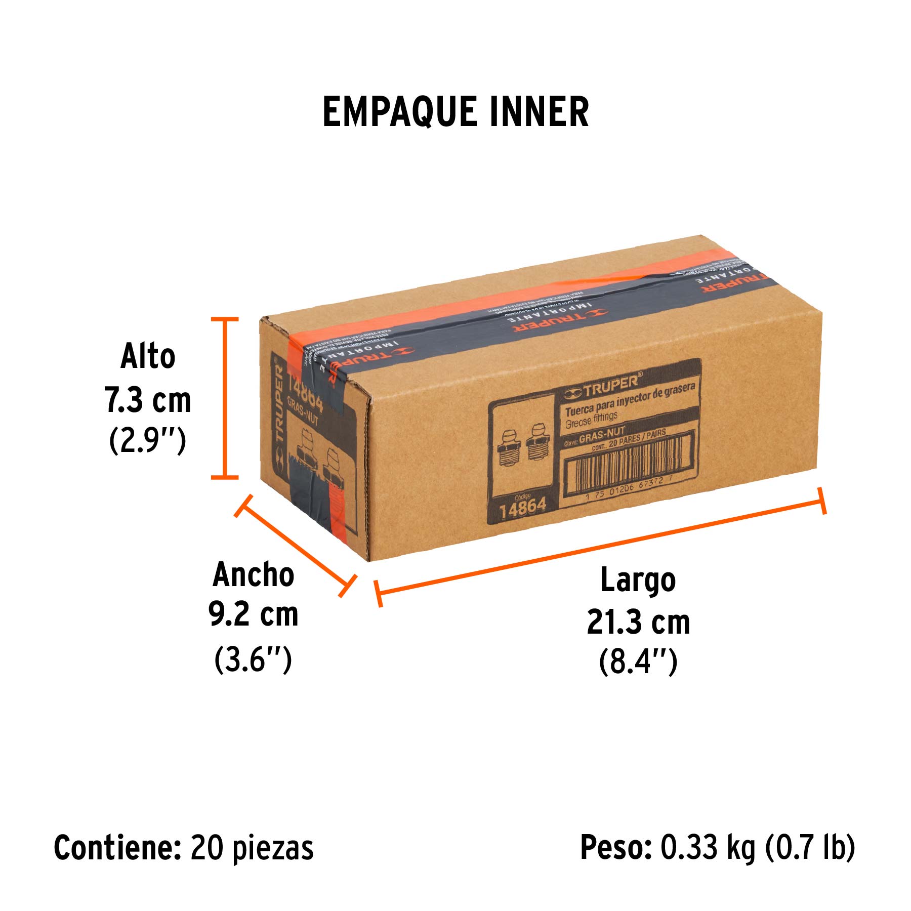 Tuercas para inyectores de grasa, 2 piezas, TRUPER - Empaque