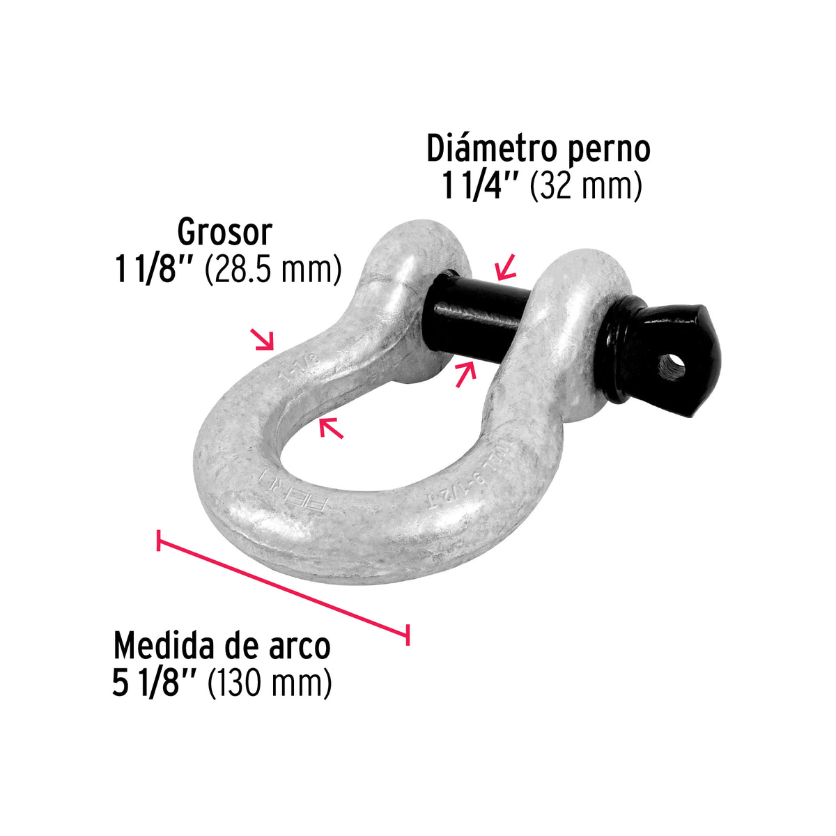 Grillete de acero forjado 1-1/8", FIERO