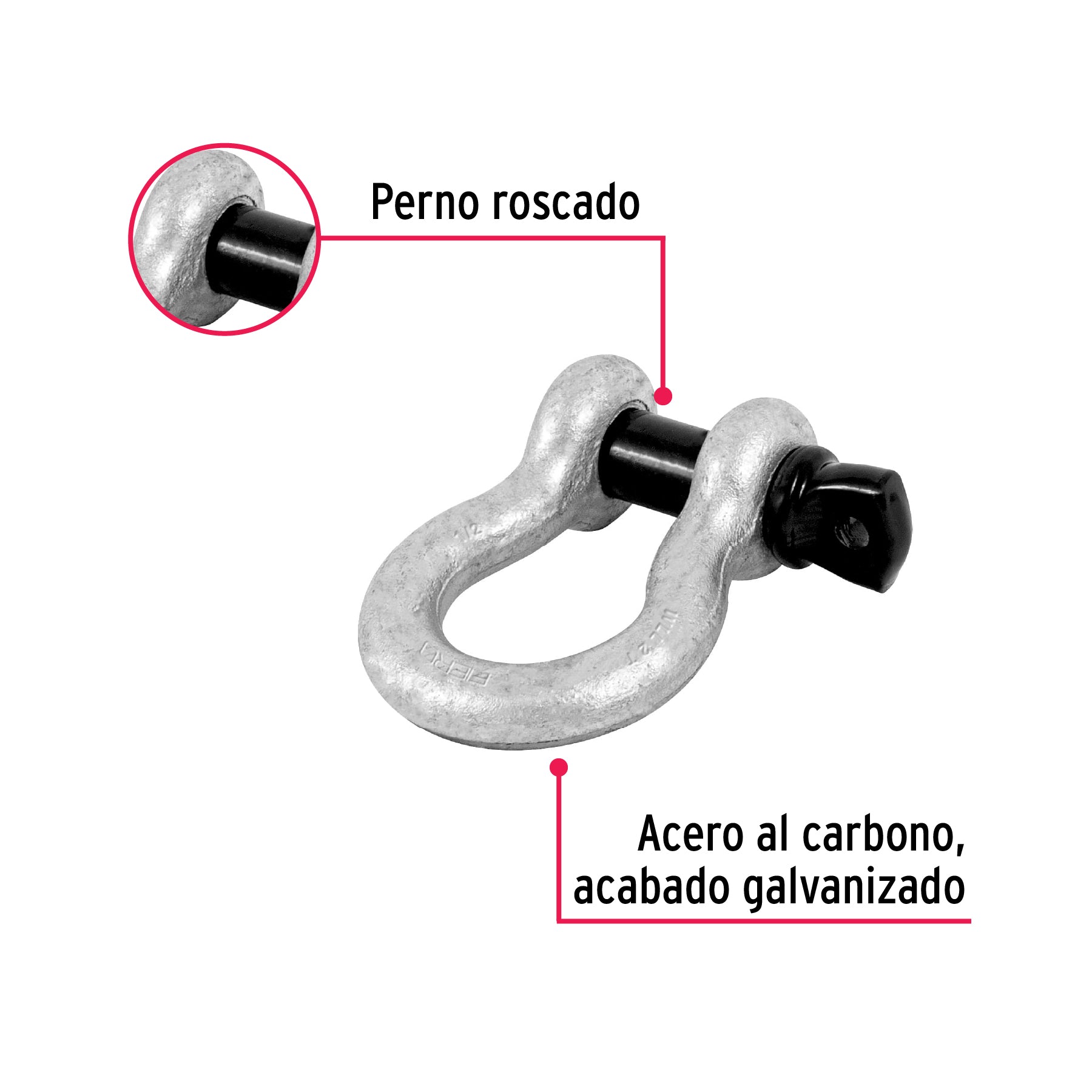 Grillete de acero forjado 1/2", FIERO