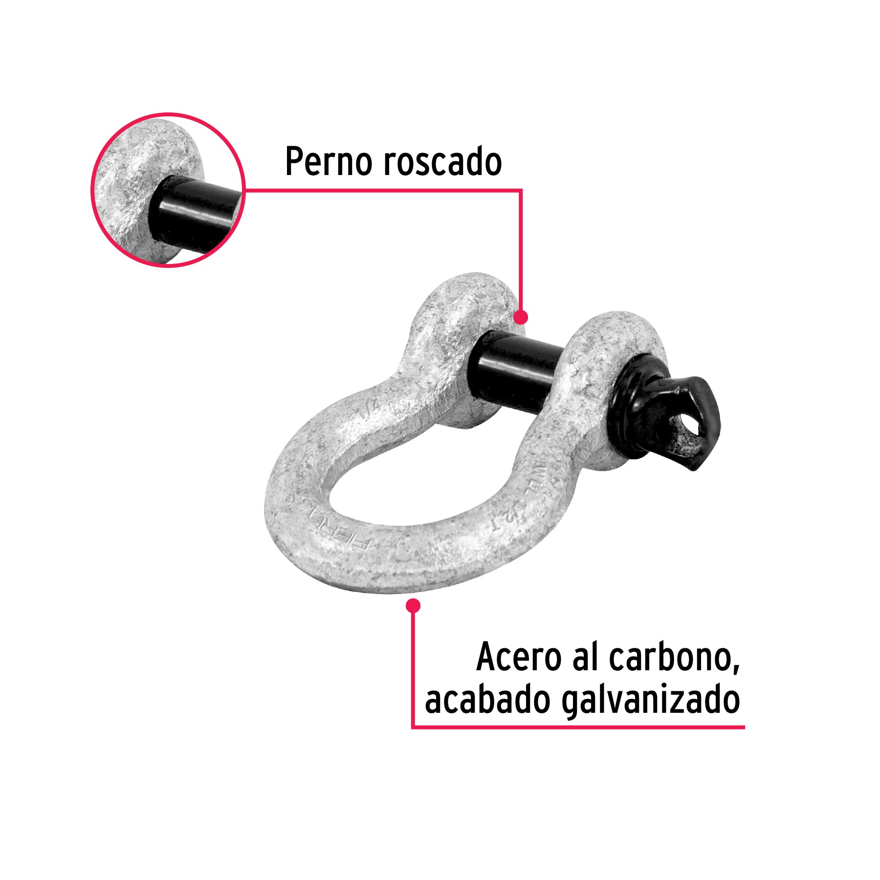 Grillete de acero forjado 1/4", FIERO