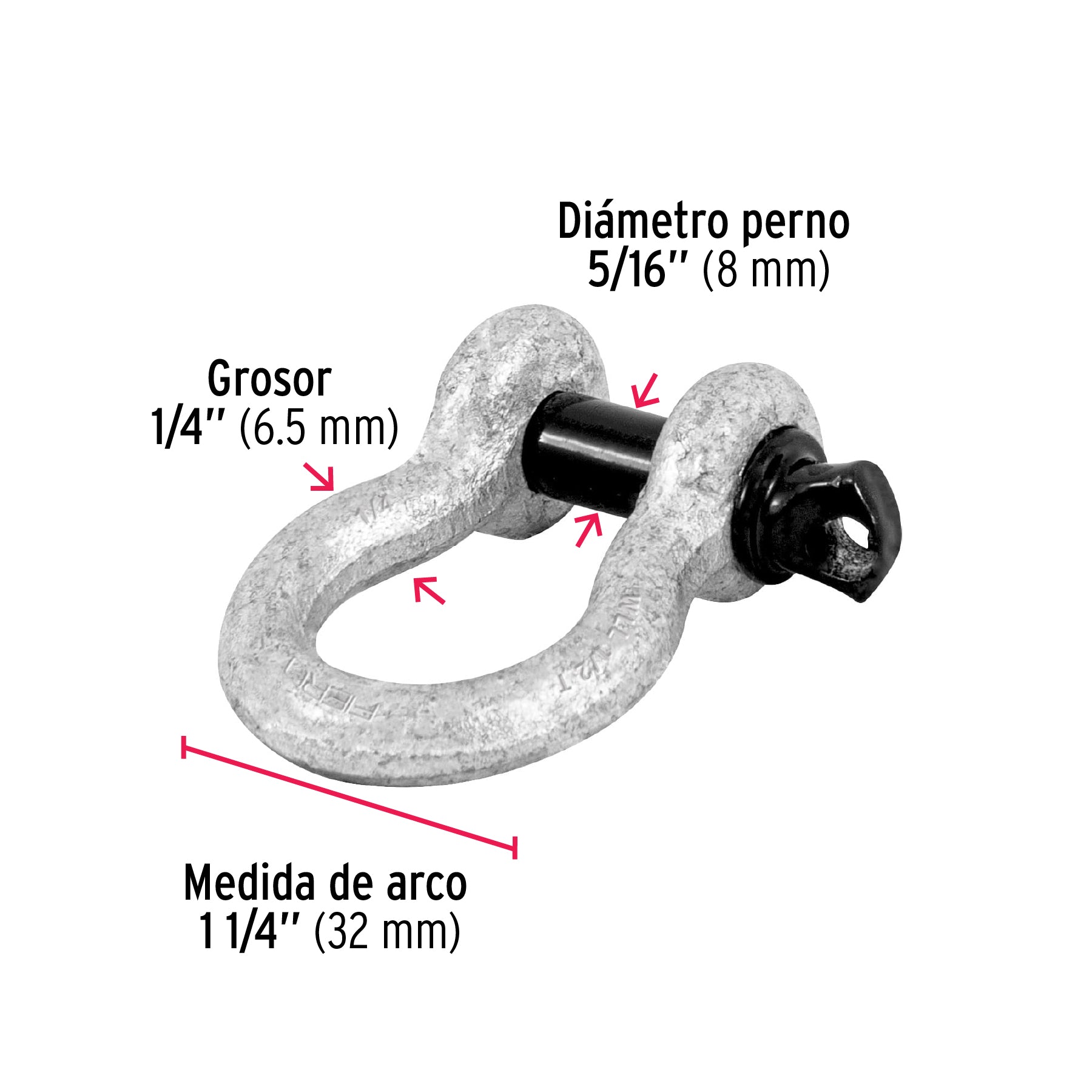 Grillete de acero forjado 1/4", FIERO