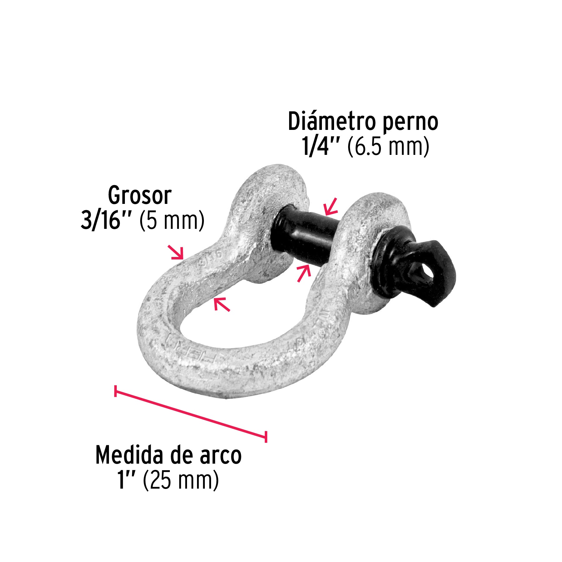 Grillete de acero forjado 3/16", FIERO
