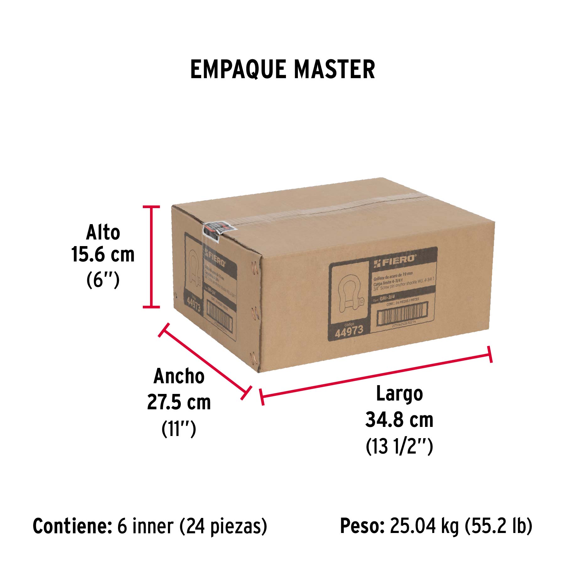 Grillete de acero forjado 3/4", FIERO - Empaque