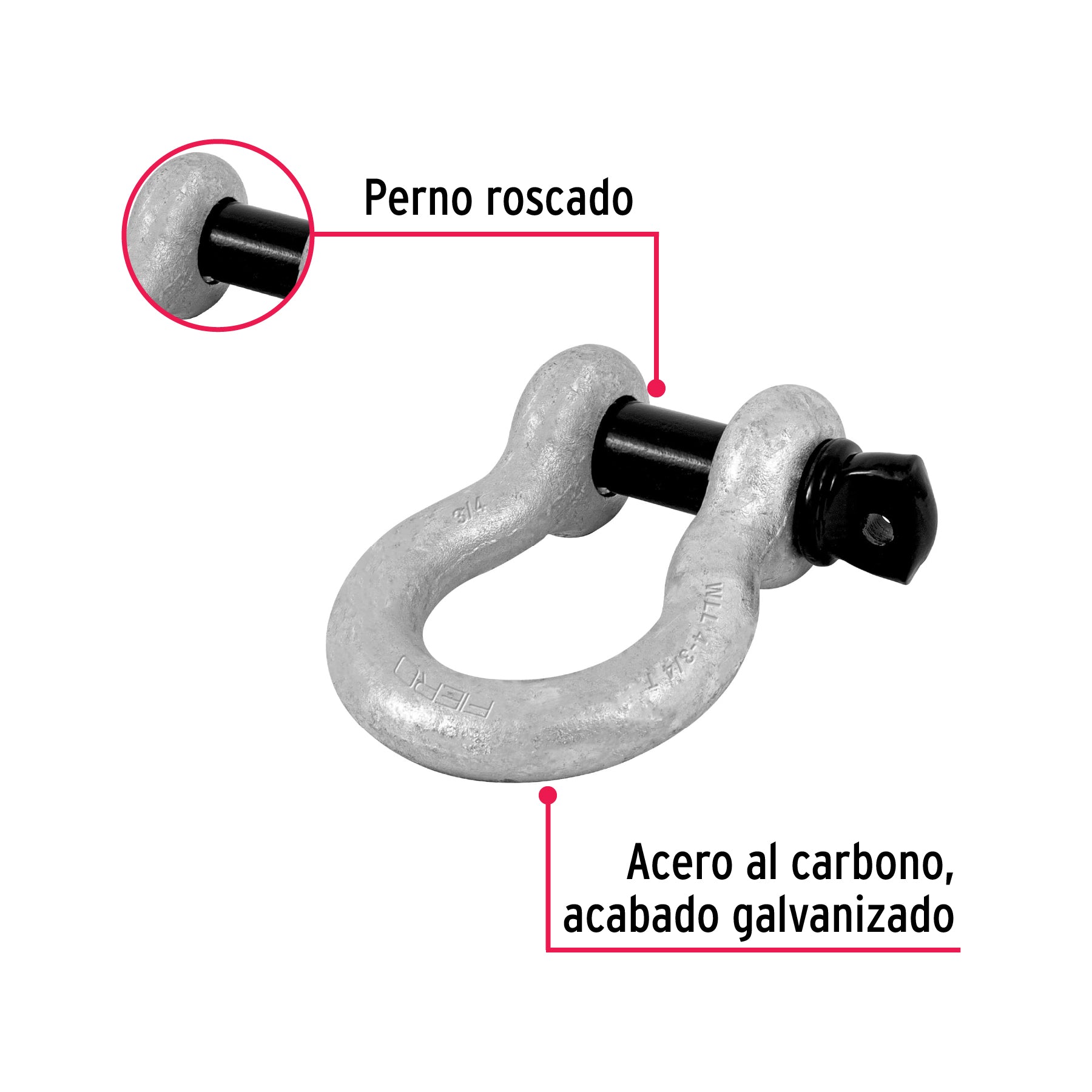 Grillete de acero forjado 3/4", FIERO