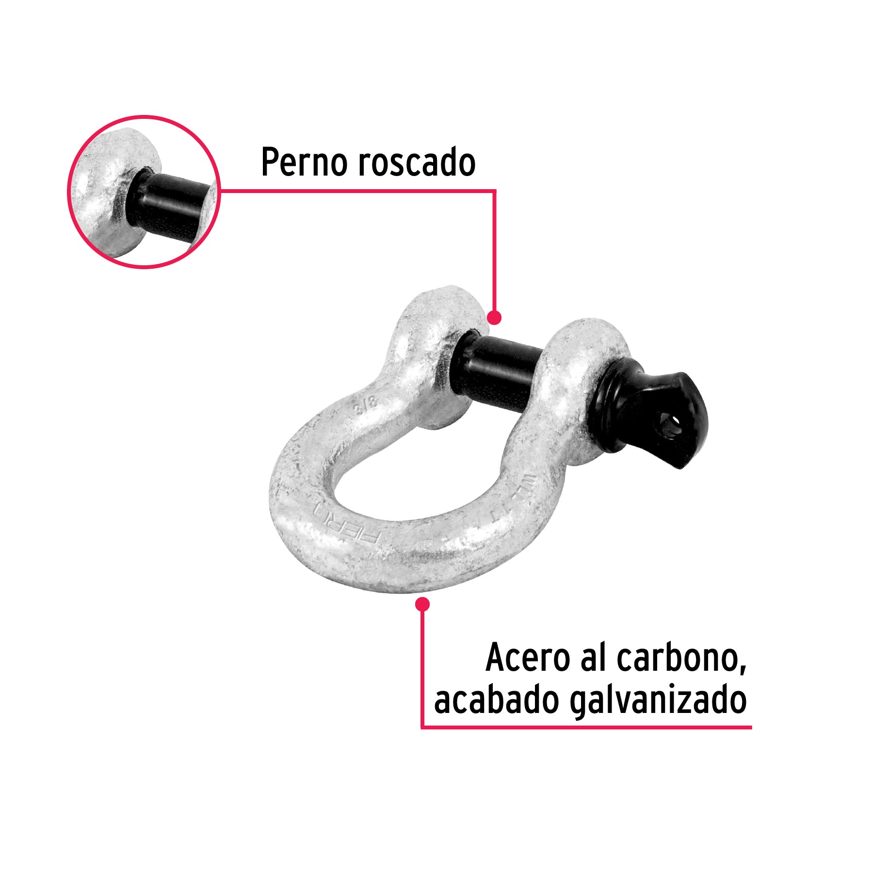 Grillete de acero forjado 3/8", FIERO