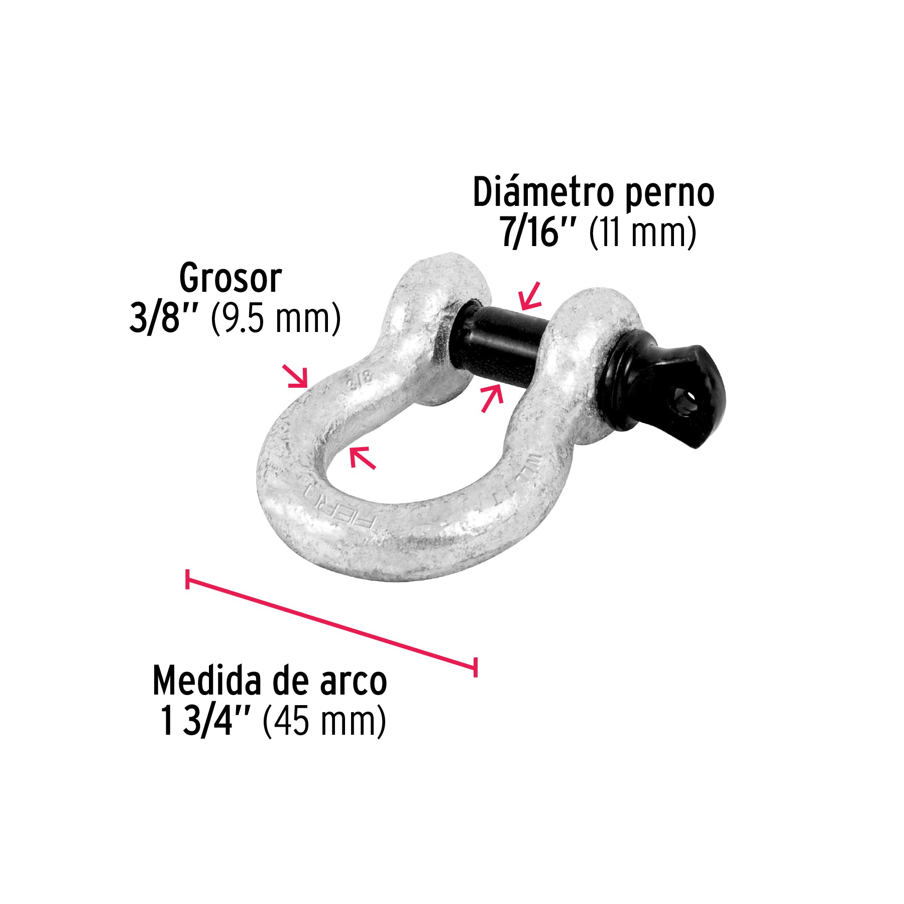 Grillete de acero forjado 3/8", FIERO