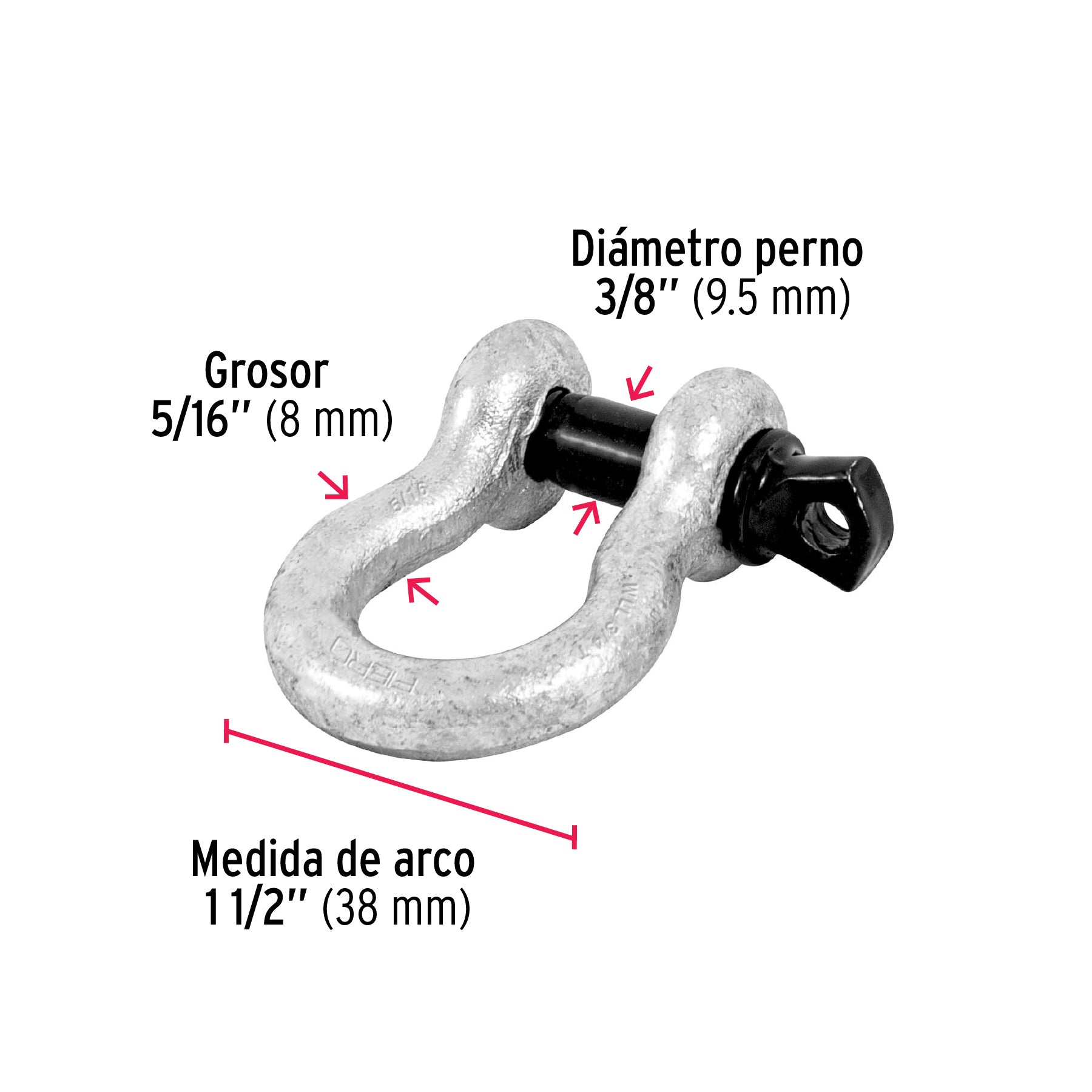 Grillete de acero forjado 5/16", FIERO