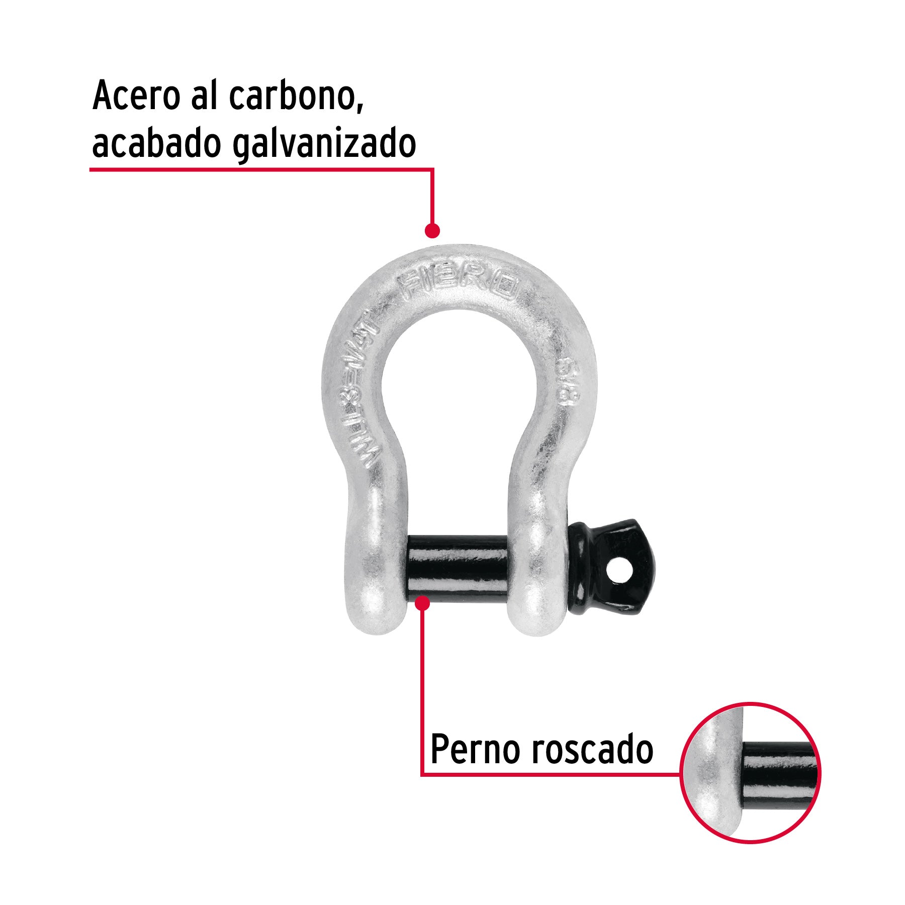 Grillete de acero forjado 5/8", FIERO