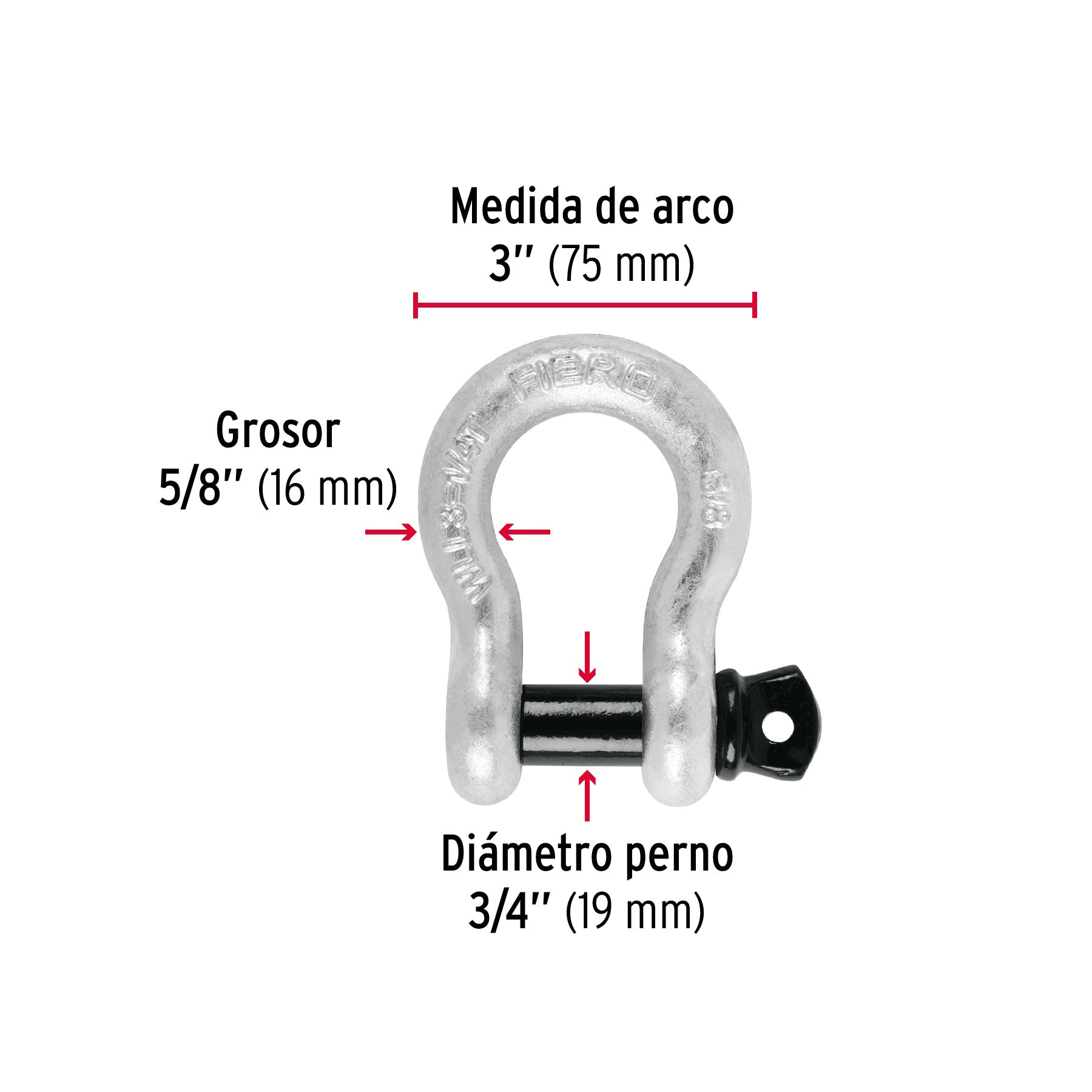 Grillete de acero forjado 5/8", FIERO