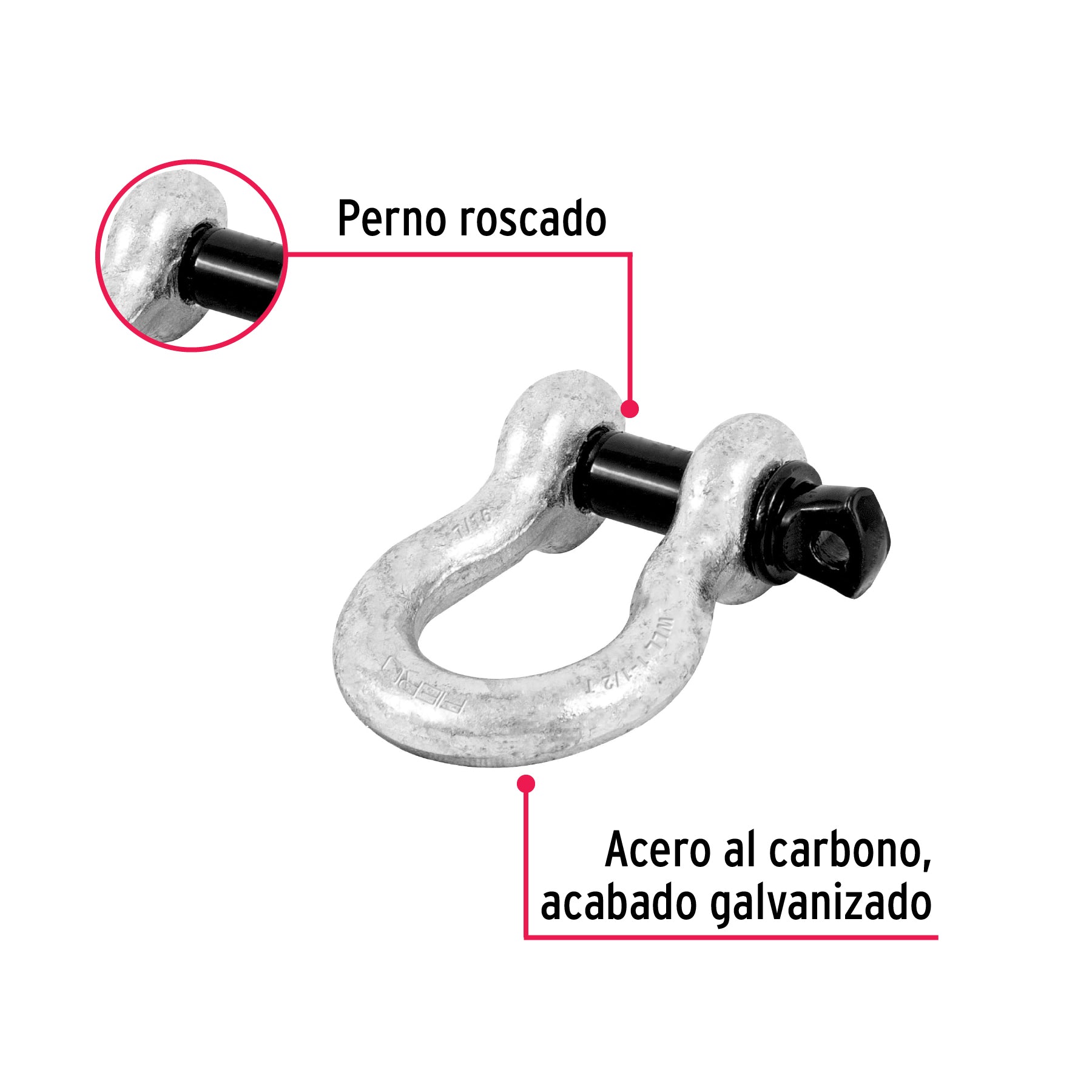 Grillete de acero forjado 7/16", FIERO