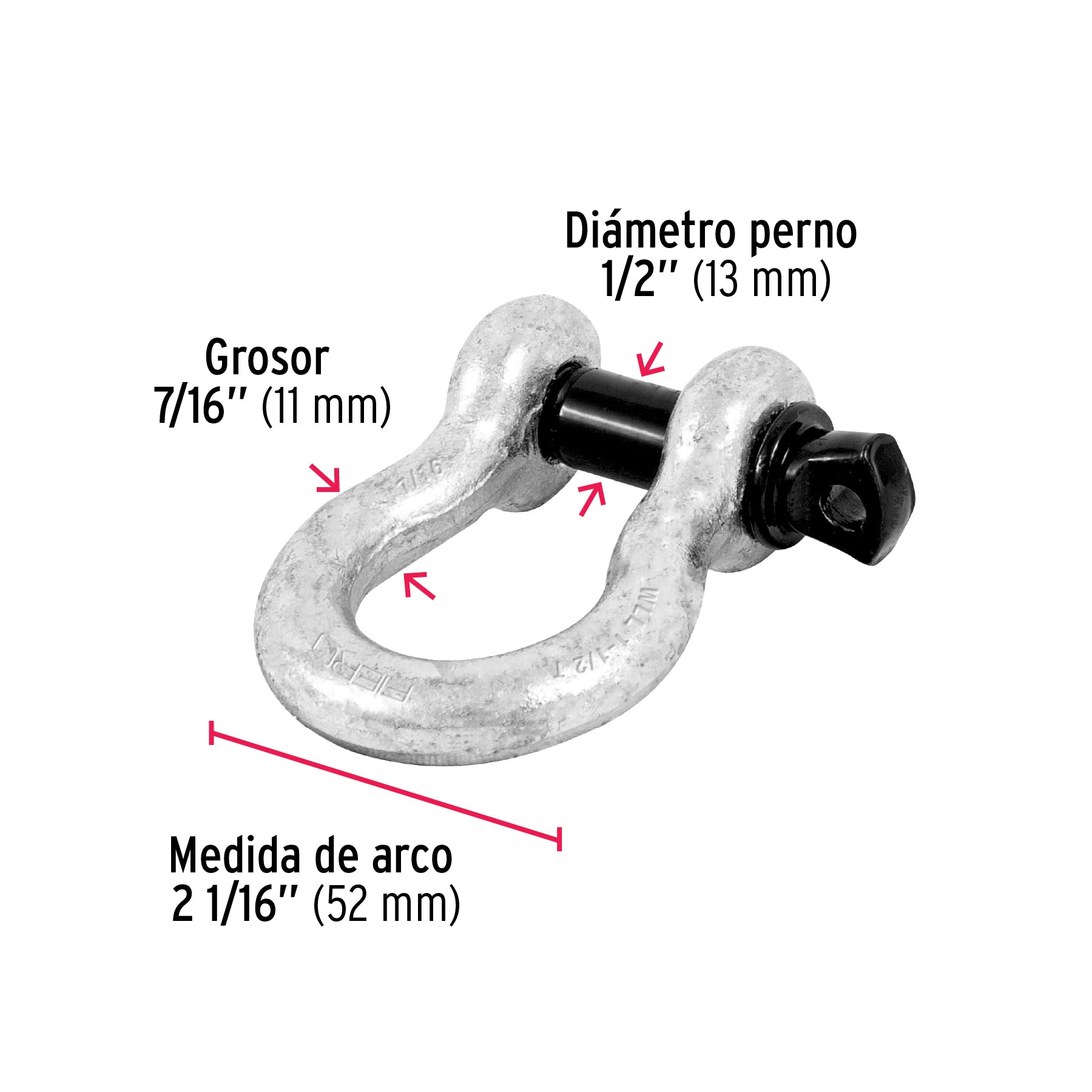 Grillete de acero forjado 7/16", FIERO