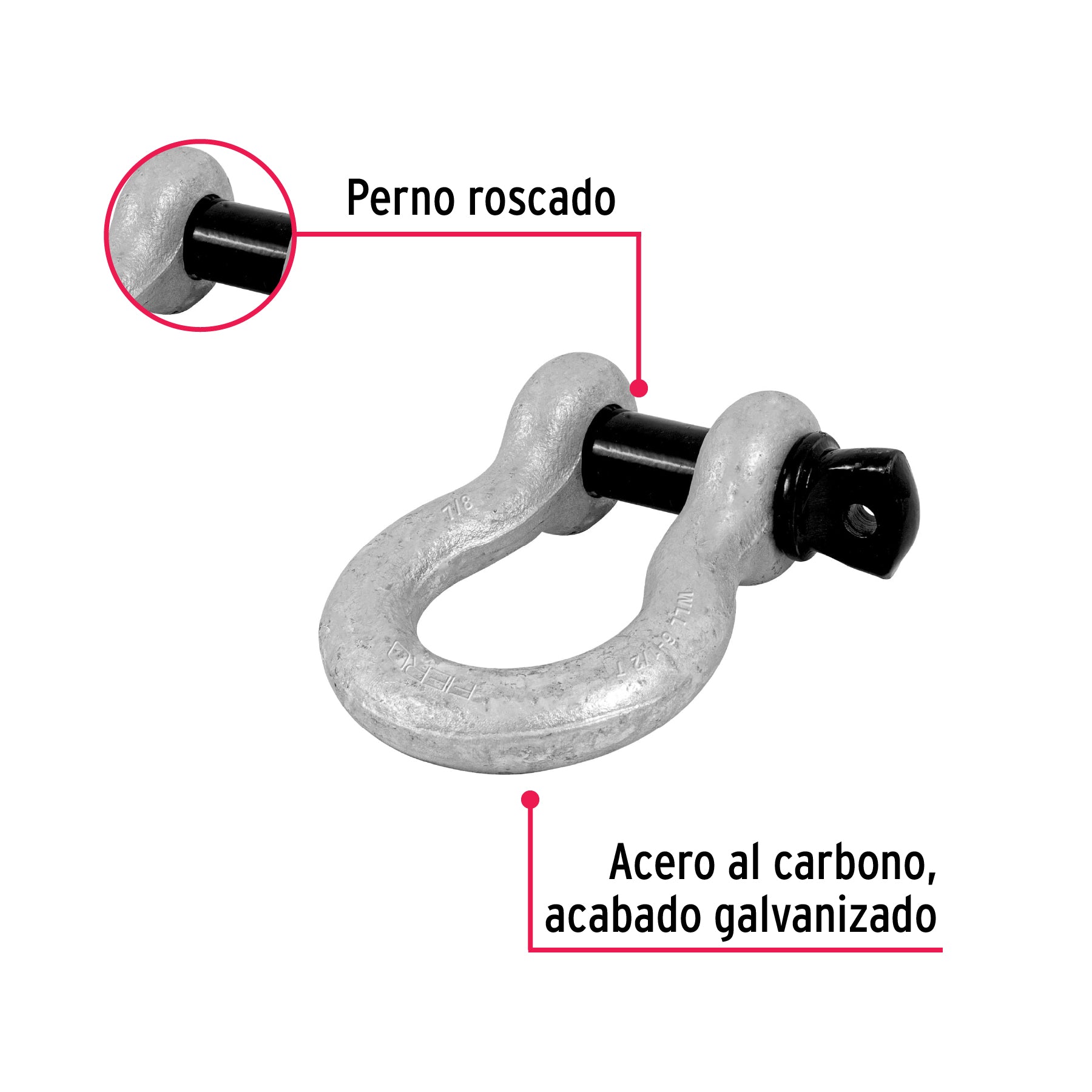 Grillete de acero forjado 7/8", FIERO
