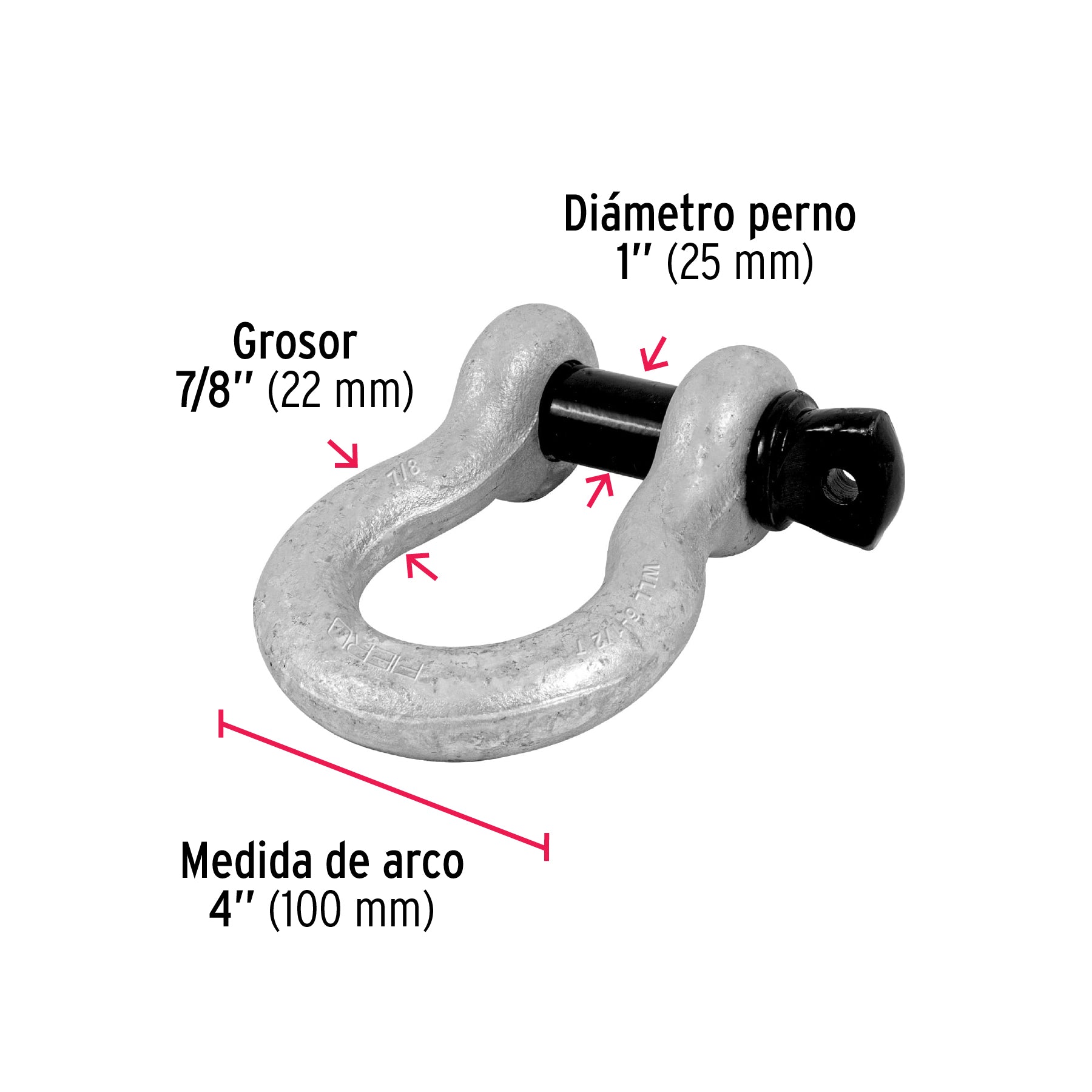 Grillete de acero forjado 7/8", FIERO
