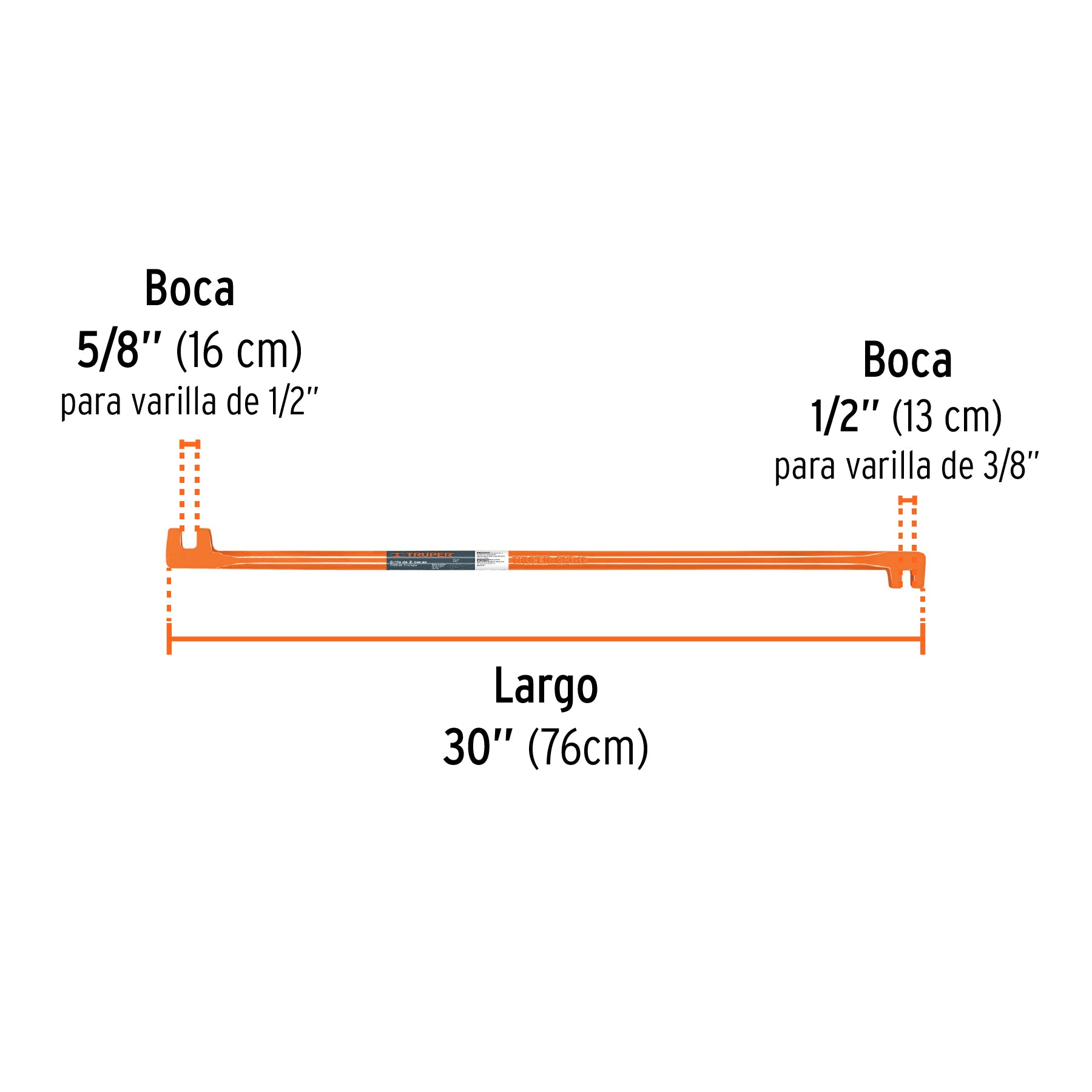 Grifa de dos bocas de 5/8 y 1/2", TRUPER