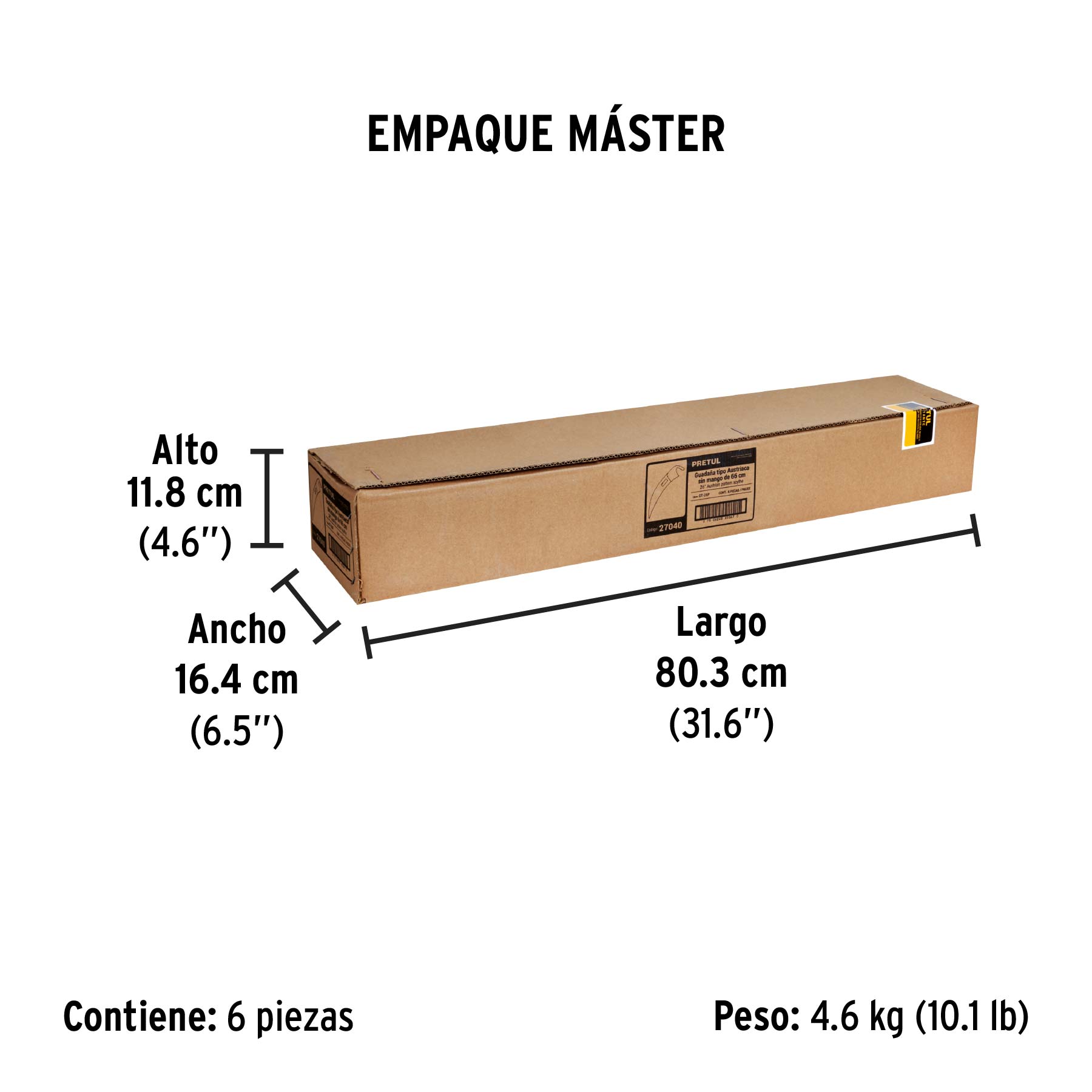 Guadaña tipo austriaca de 26" sin mango, PRETUL - Empaque