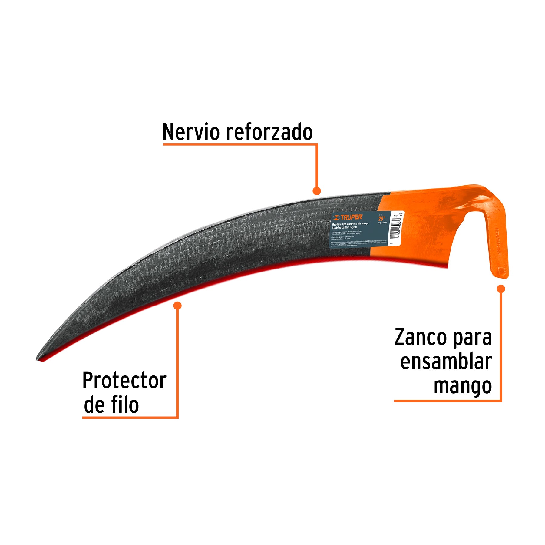 Guadaña tipo austriaca de 26" sin mango, TRUPER