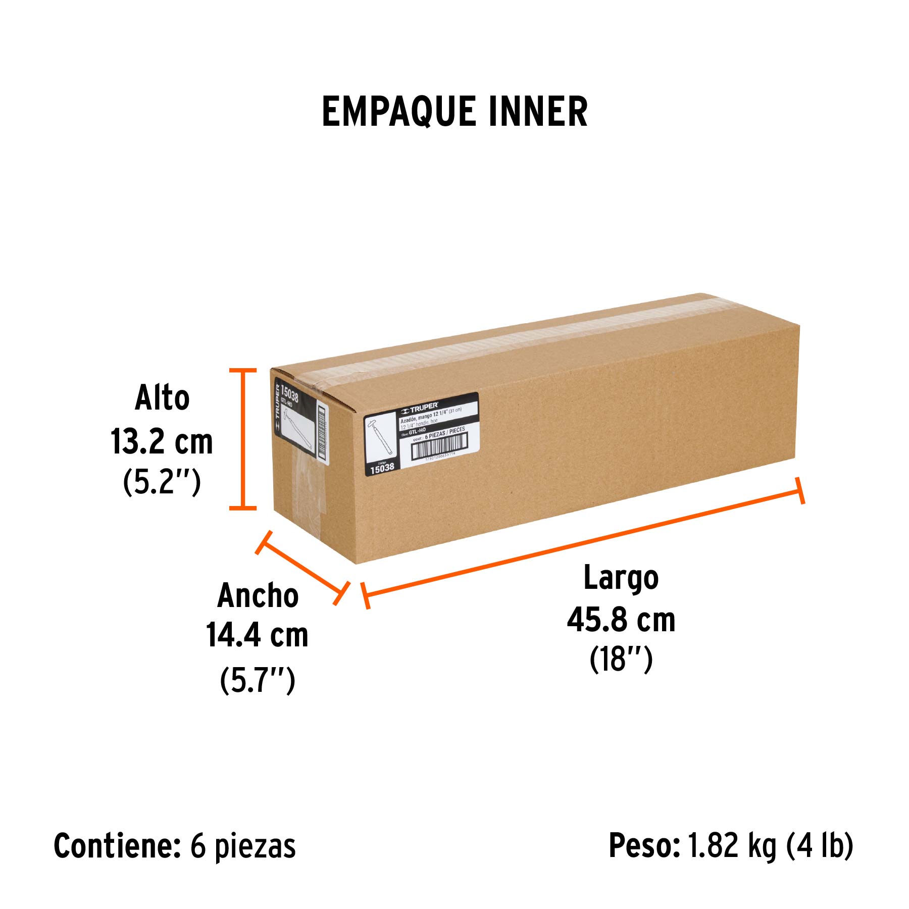 Azadón para jardín, mango de 12-1/4", TRUPER - Empaque