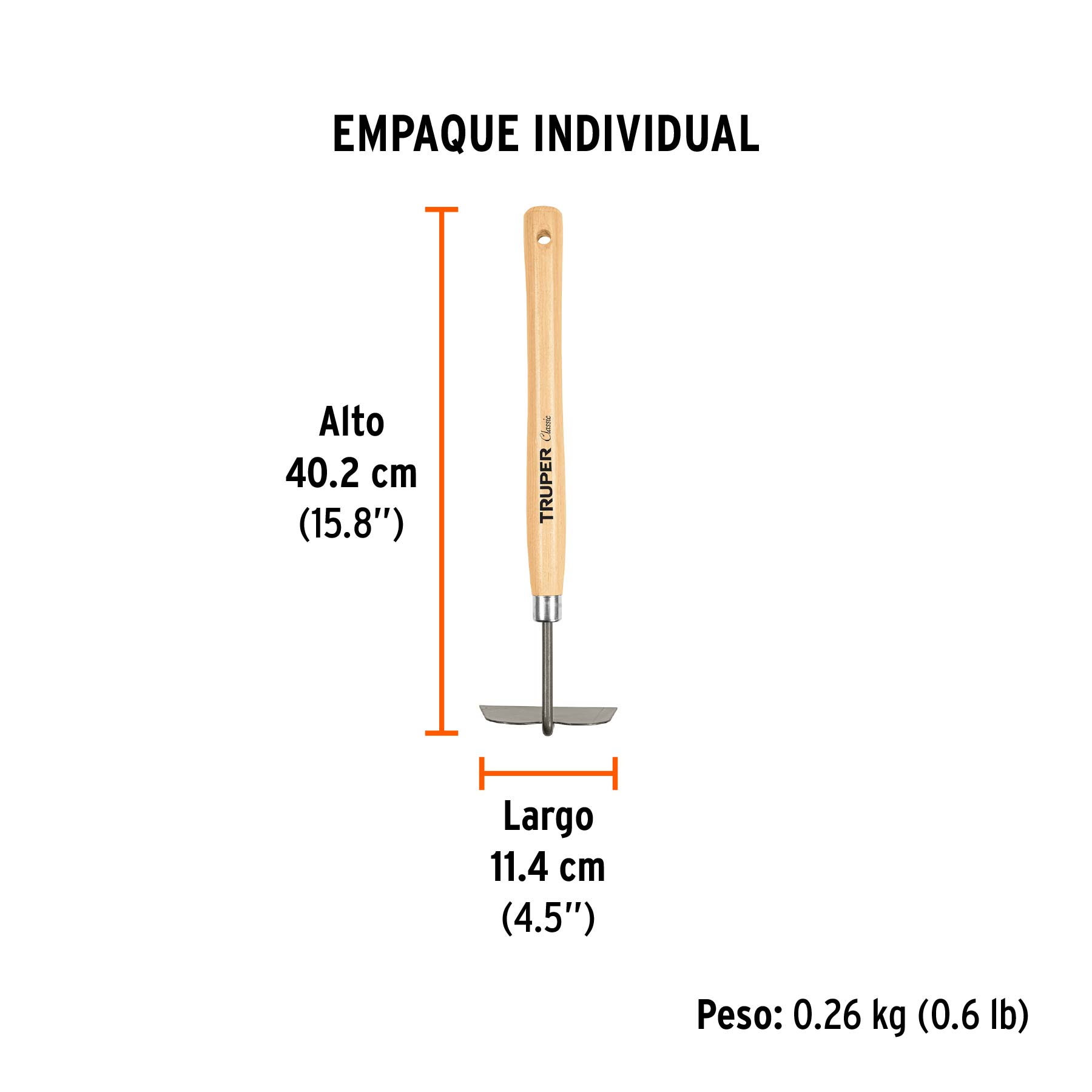 Azadón para jardín, mango de 12-1/4", TRUPER - Empaque