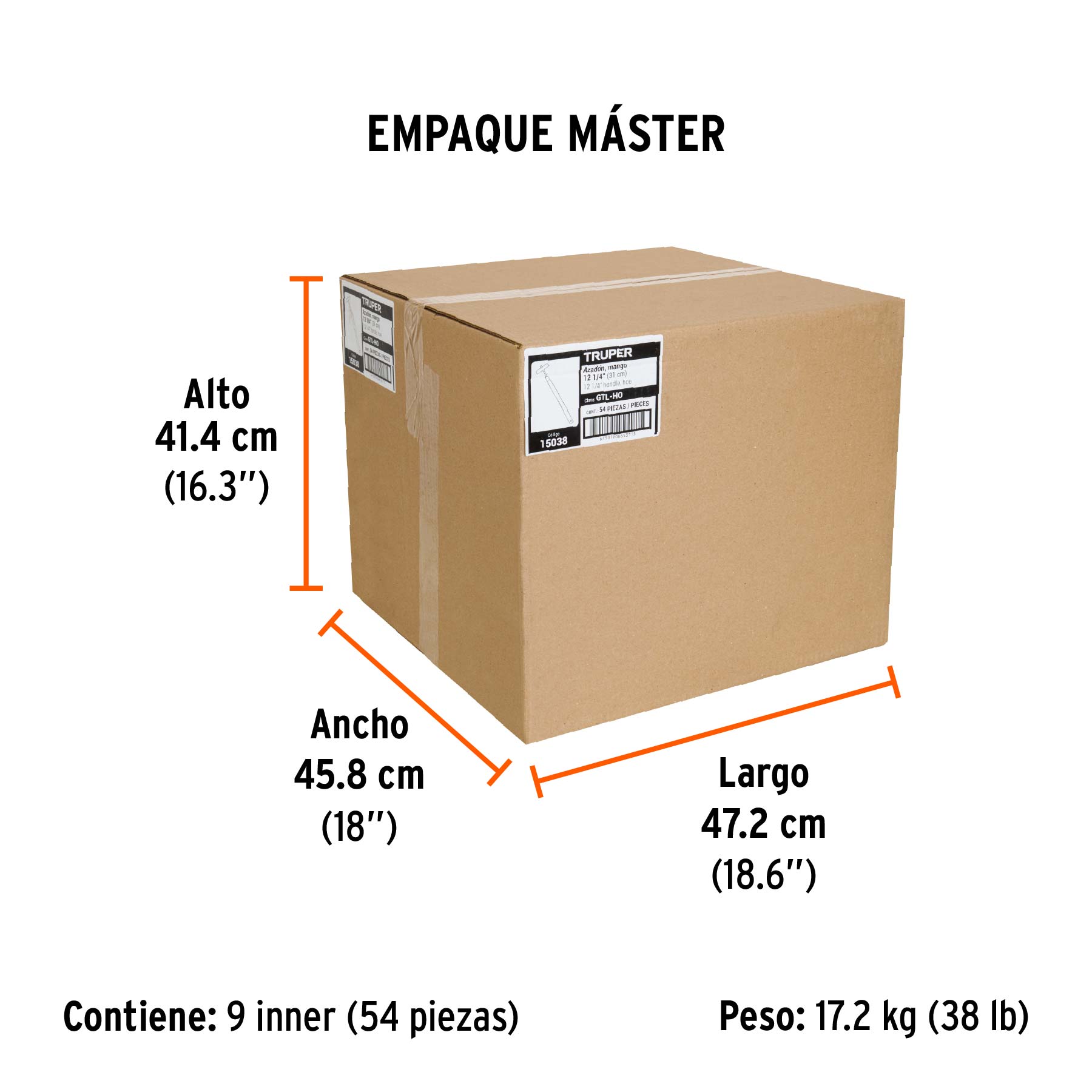 Azadón para jardín, mango de 12-1/4", TRUPER - Empaque