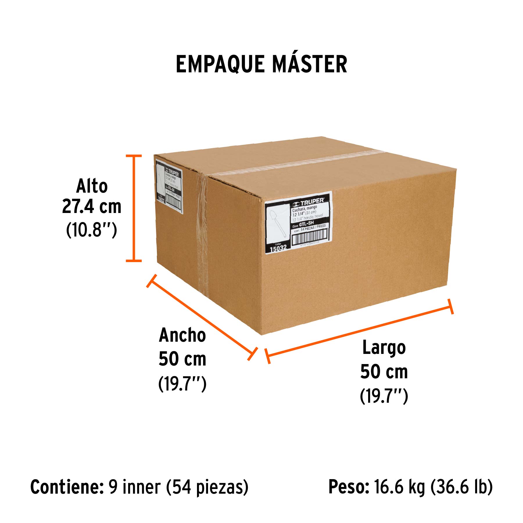 Cuchara para jardín, mango de 12-1/4", TRUPER - Empaque