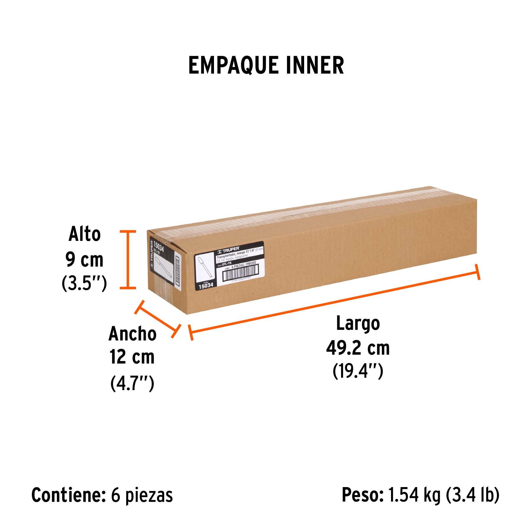 Trasplantador para jardín, mango de 12-1/4", TRUPER - Empaque