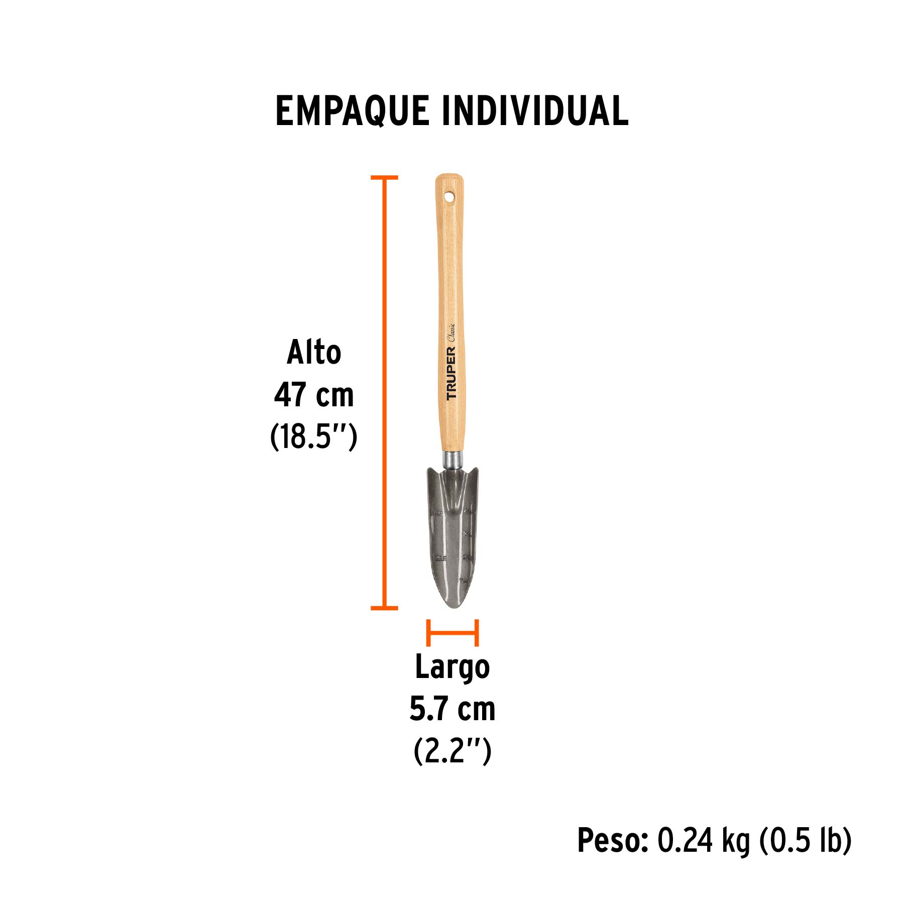 Trasplantador para jardín, mango de 12-1/4", TRUPER - Empaque