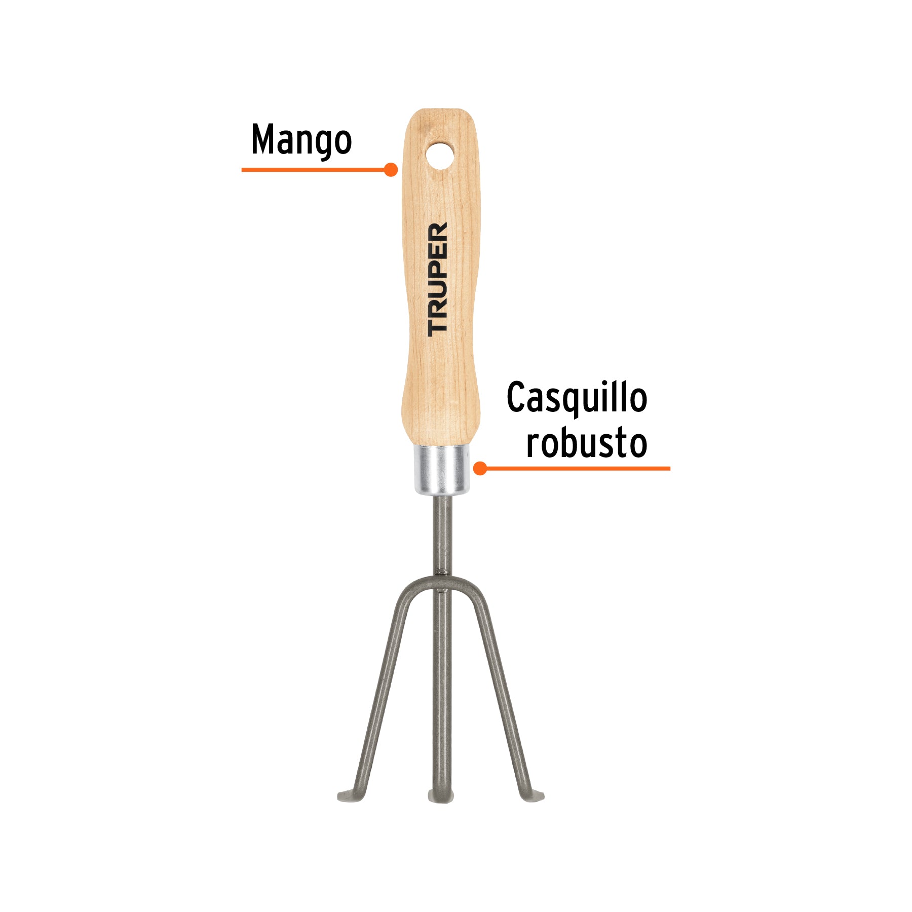 Cultivador para jardín, mango de 6", TRUPER