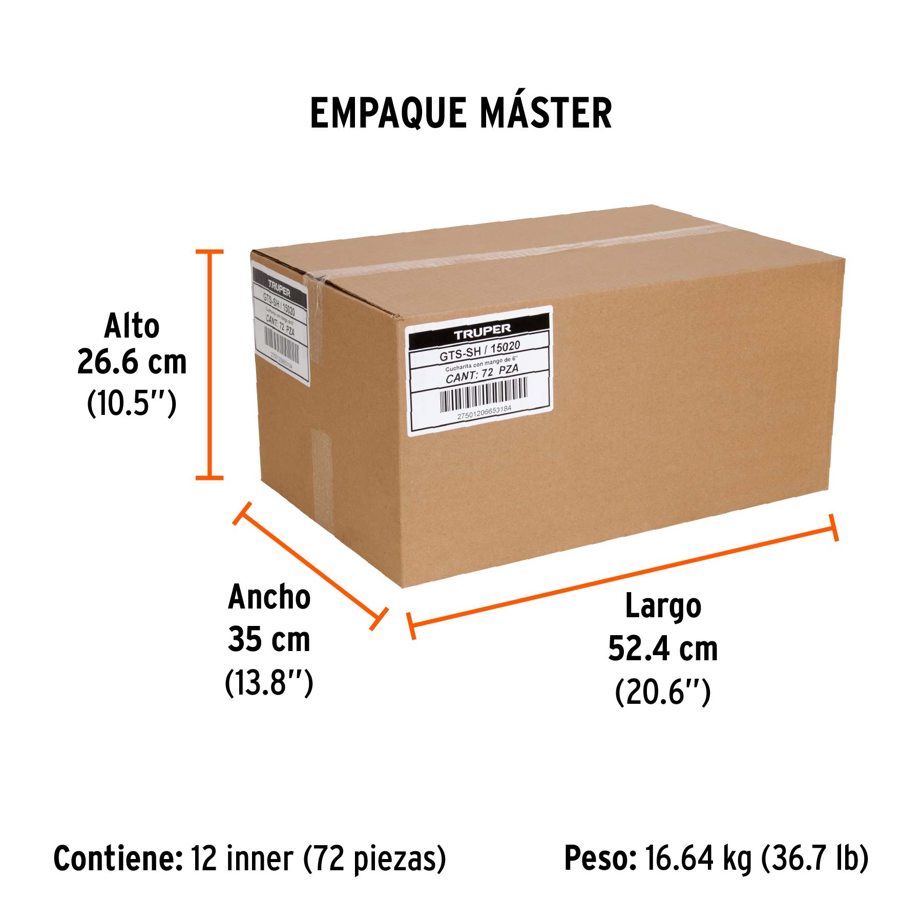 Cuchara para jardín, mango de 6", TRUPER - Empaque