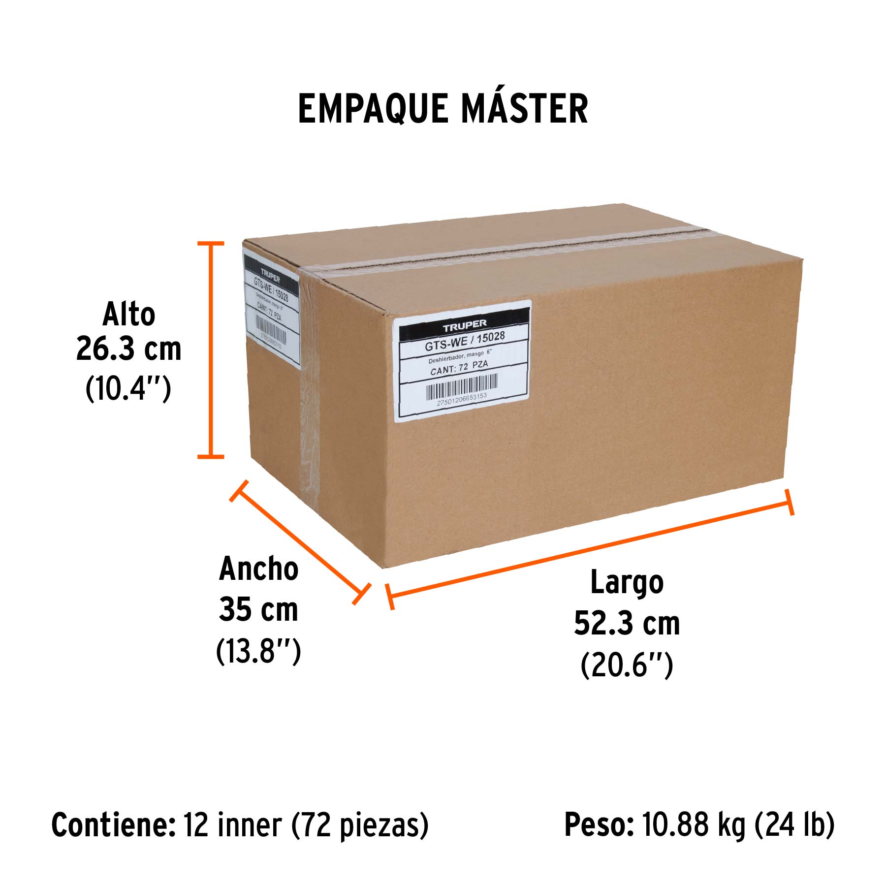 Deshierbador para jardín, mango de 6", TRUPER - Empaque