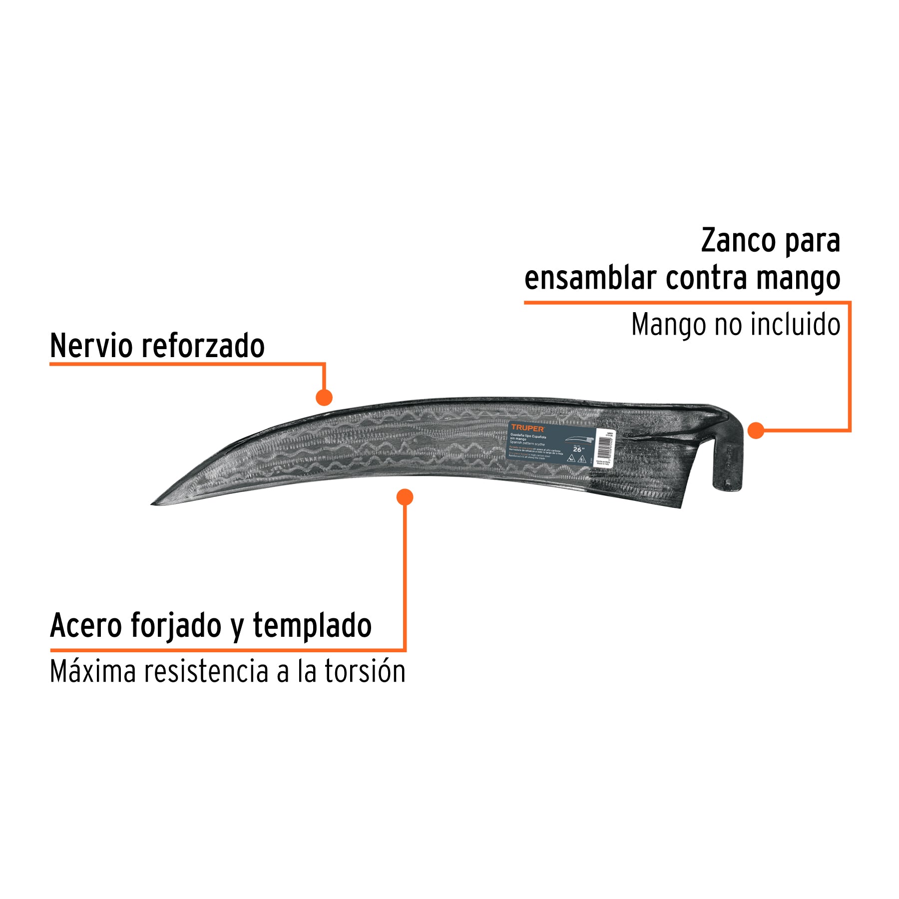 Guadaña tipo española de 26" sin mango, TRUPER
