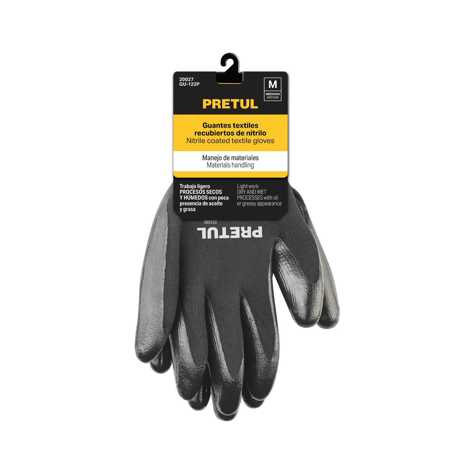 Guantes de nylon recubiertos de nitrilo, M, PRETUL